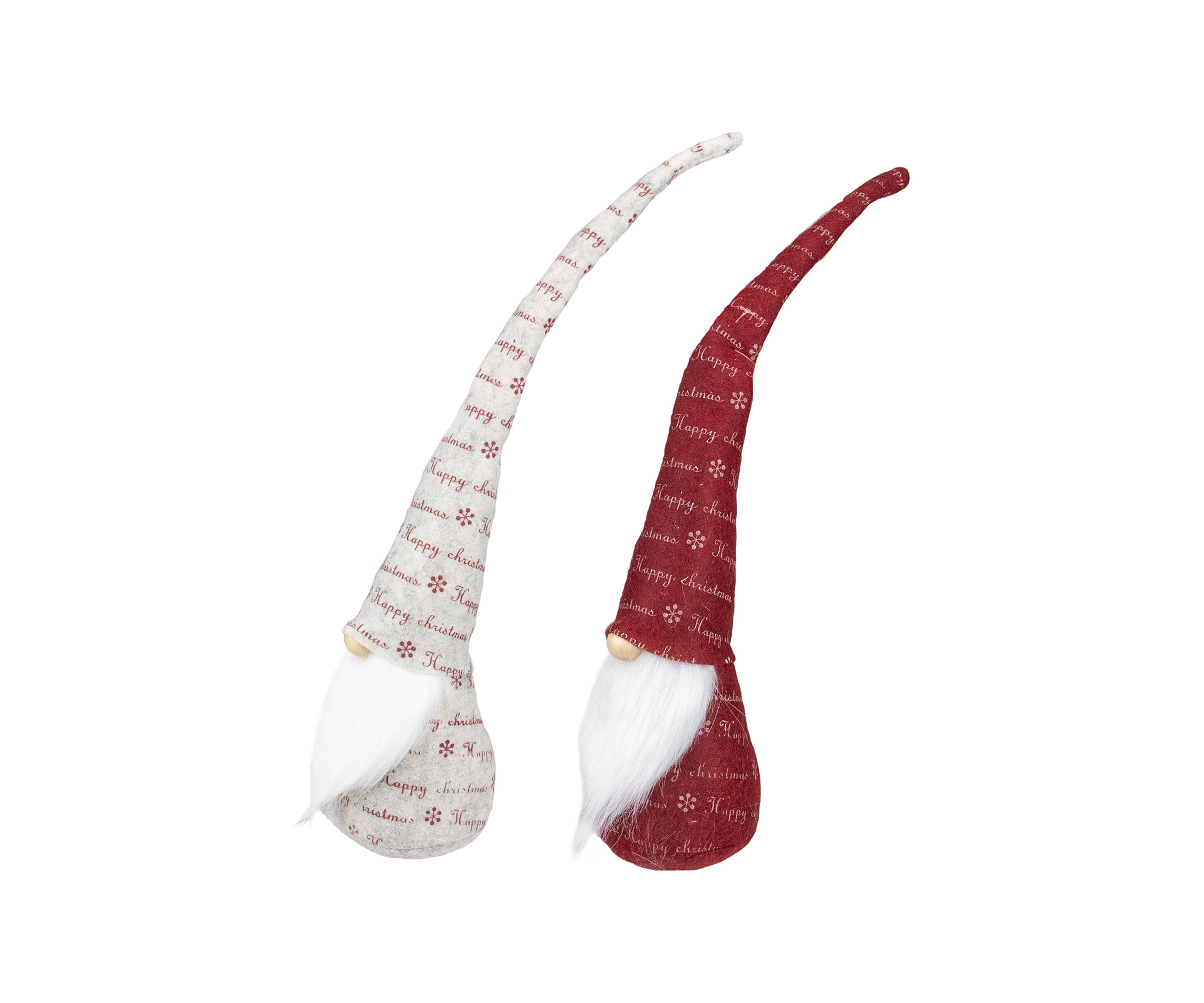 Set of 2 Red and Ivory Happy Christmas Gnomes 18Inch