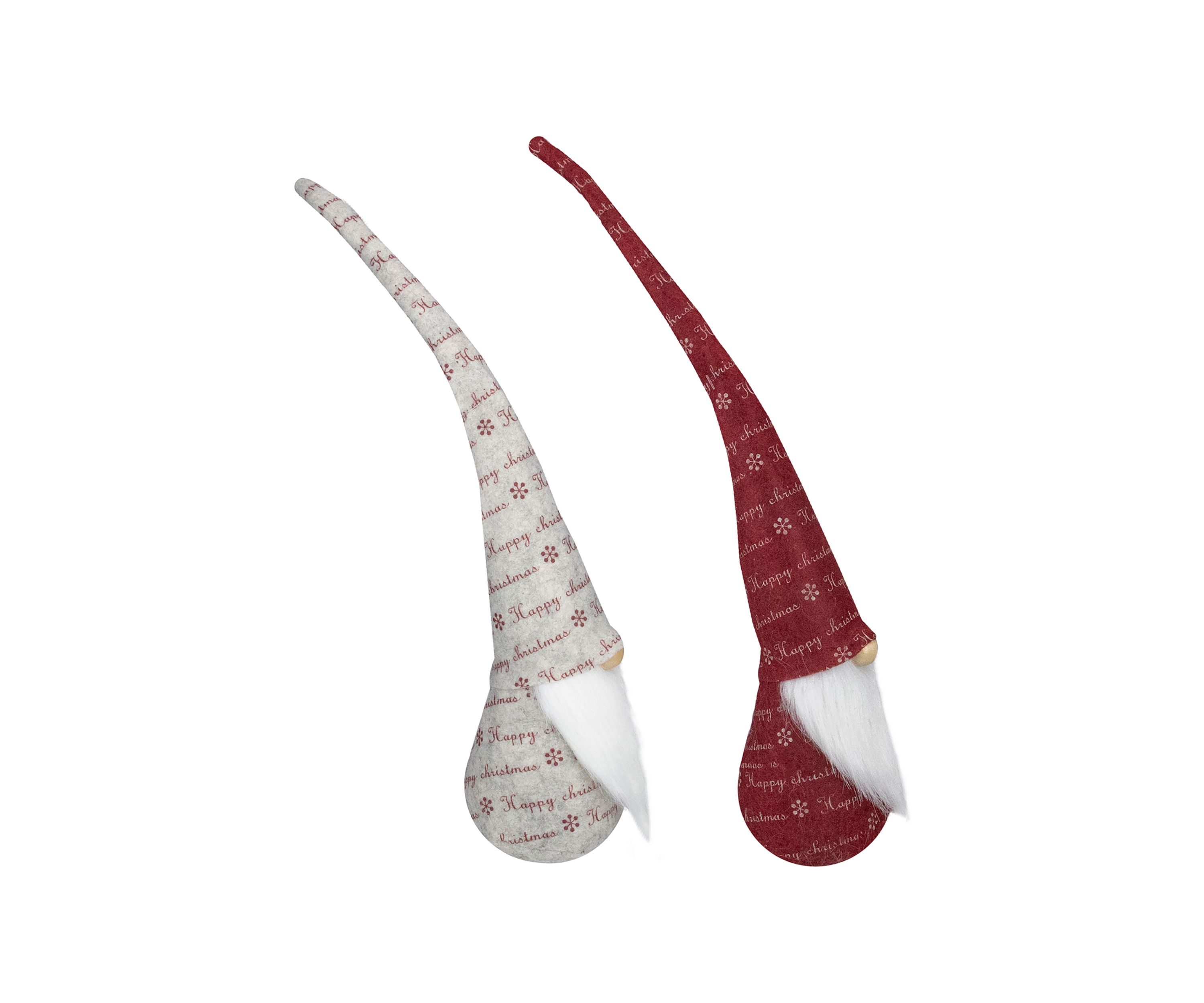 Set of 2 Red and Ivory Happy Christmas Gnomes 18Inch