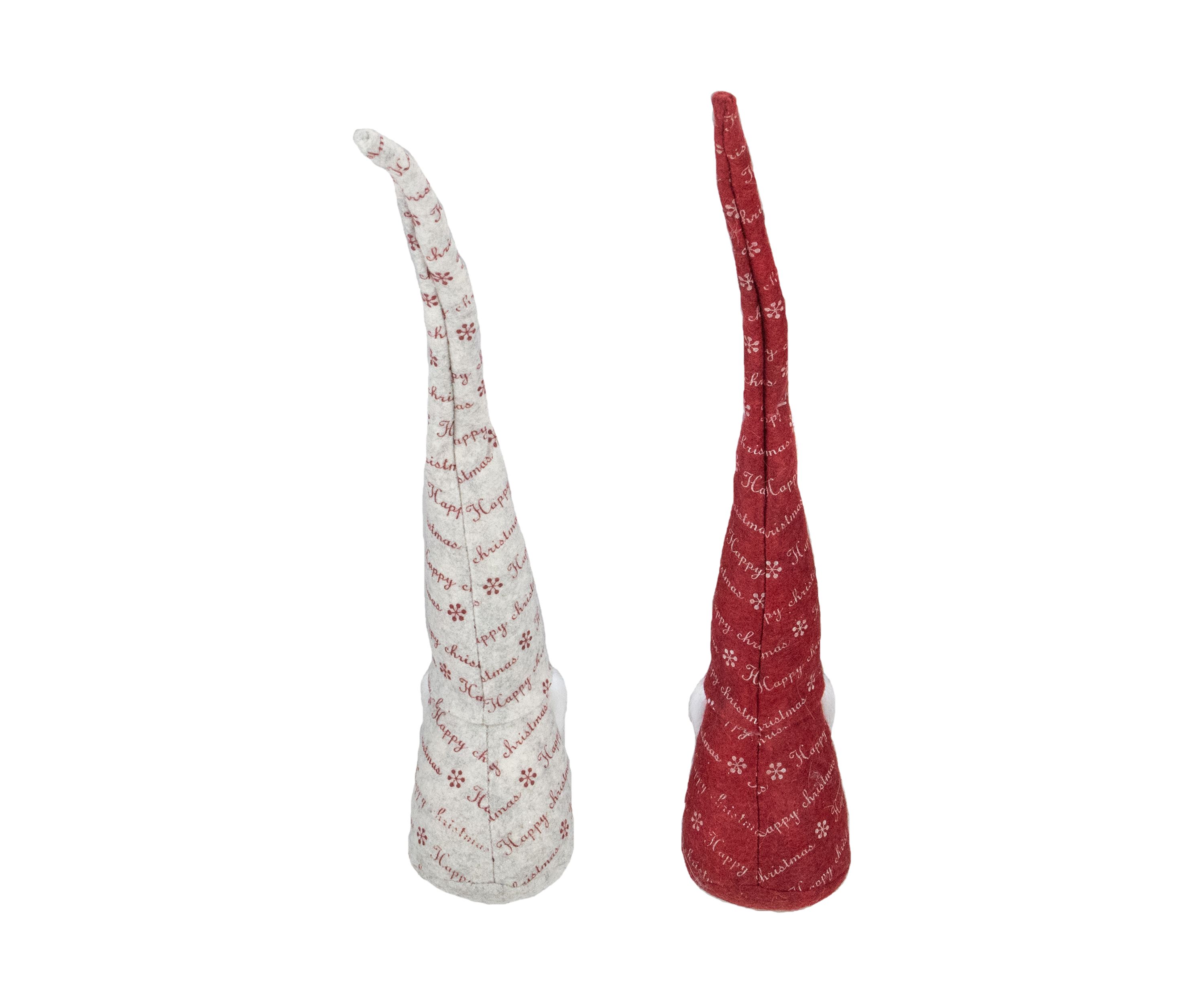 Set of 2 Red and Ivory Happy Christmas Gnomes 18Inch