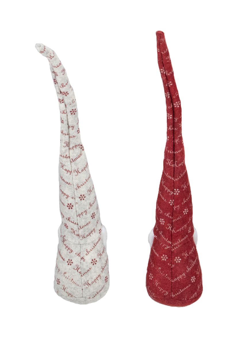 Set of 2 Red and Ivory Happy Christmas Gnomes 18Inch