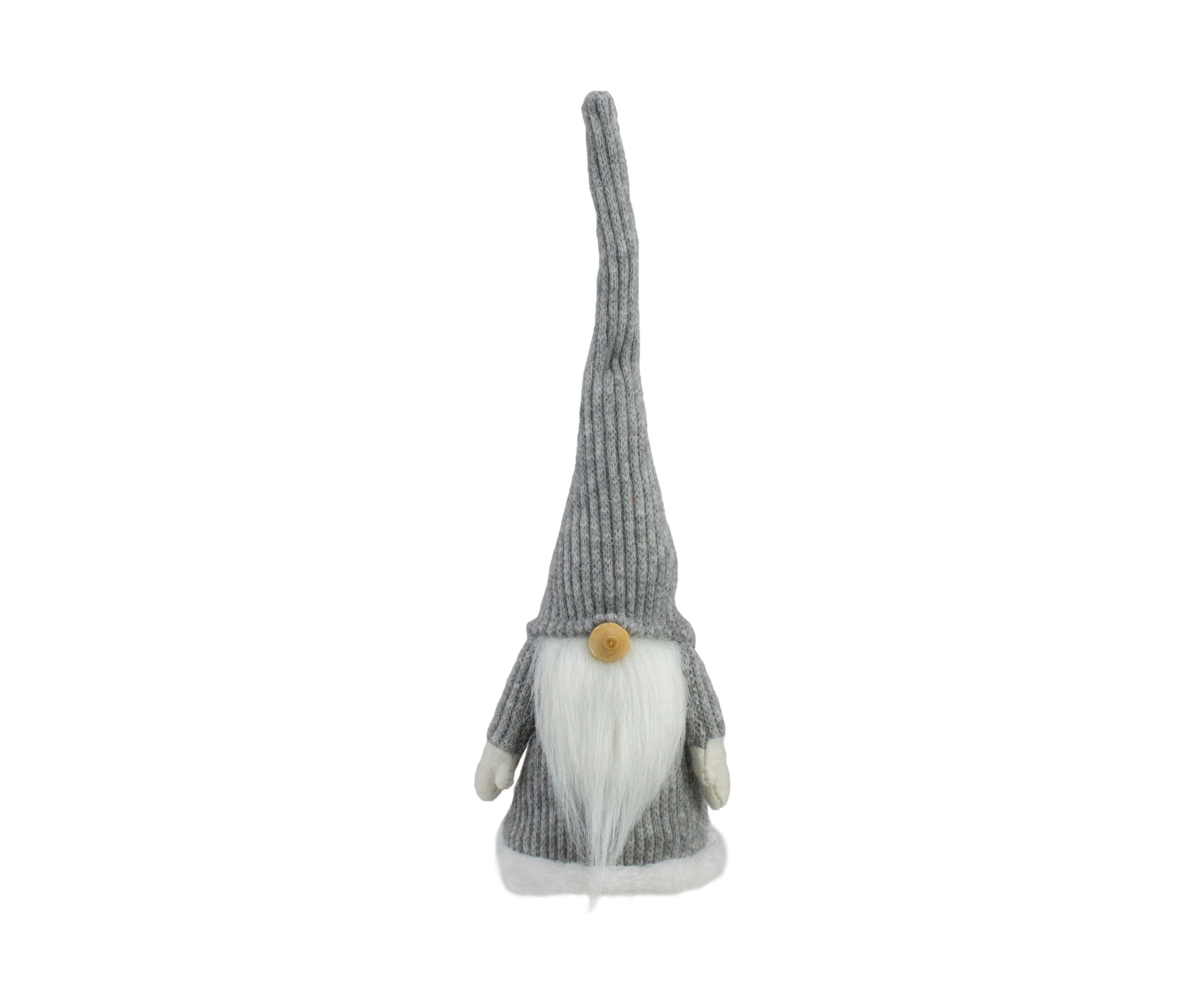 14Inch Gray and White Standing Christmas Gnome Tabletop Decor