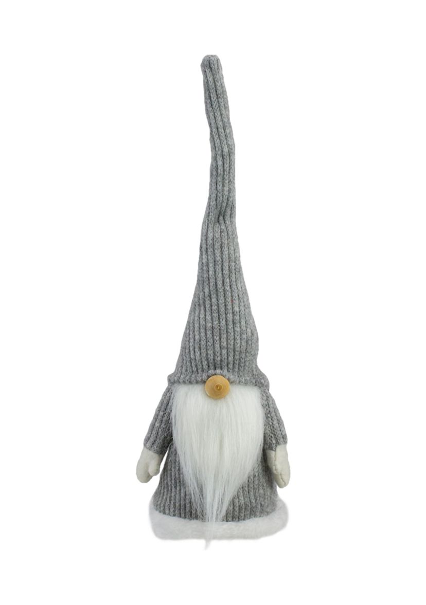 14Inch Gray and White Standing Christmas Gnome Tabletop Decor