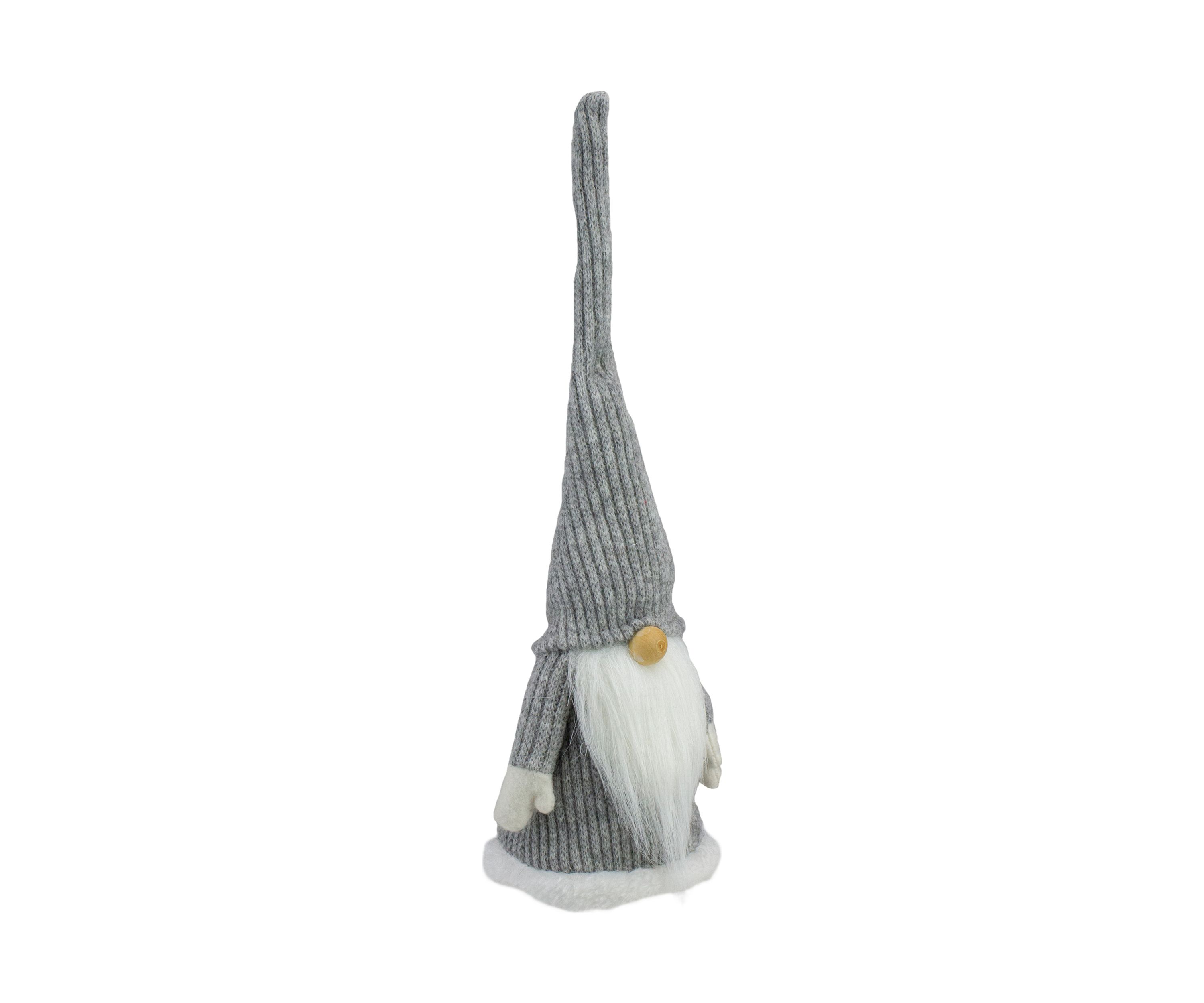 14Inch Gray and White Standing Christmas Gnome Tabletop Decor