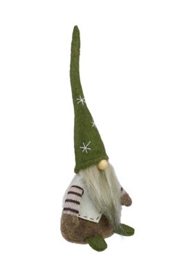 12Inch Green and Brown Sitting Christmas Gnome