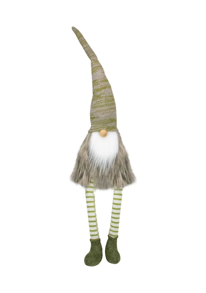 26Inch Green and Beige Sitting Christmas Gnome Figure
