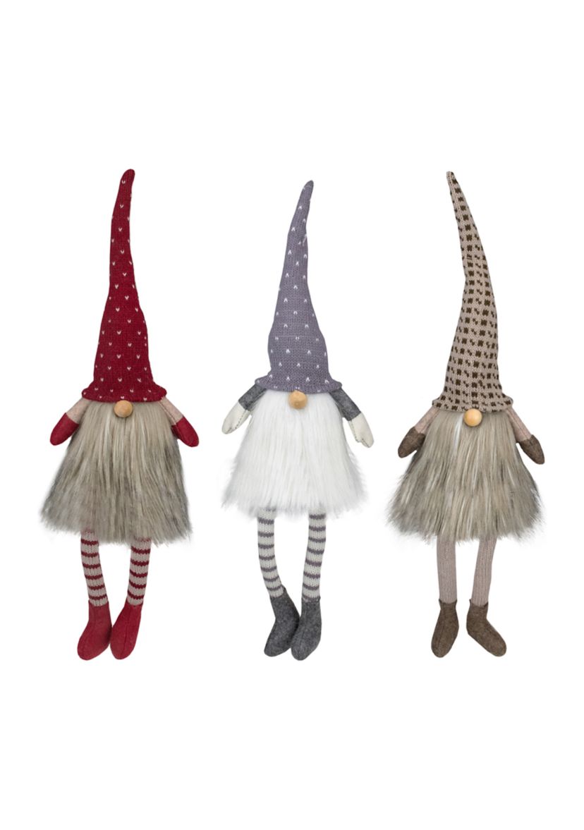 Set of 3 Sitting Christmas Gnomes with Dangling Legs 20Inch