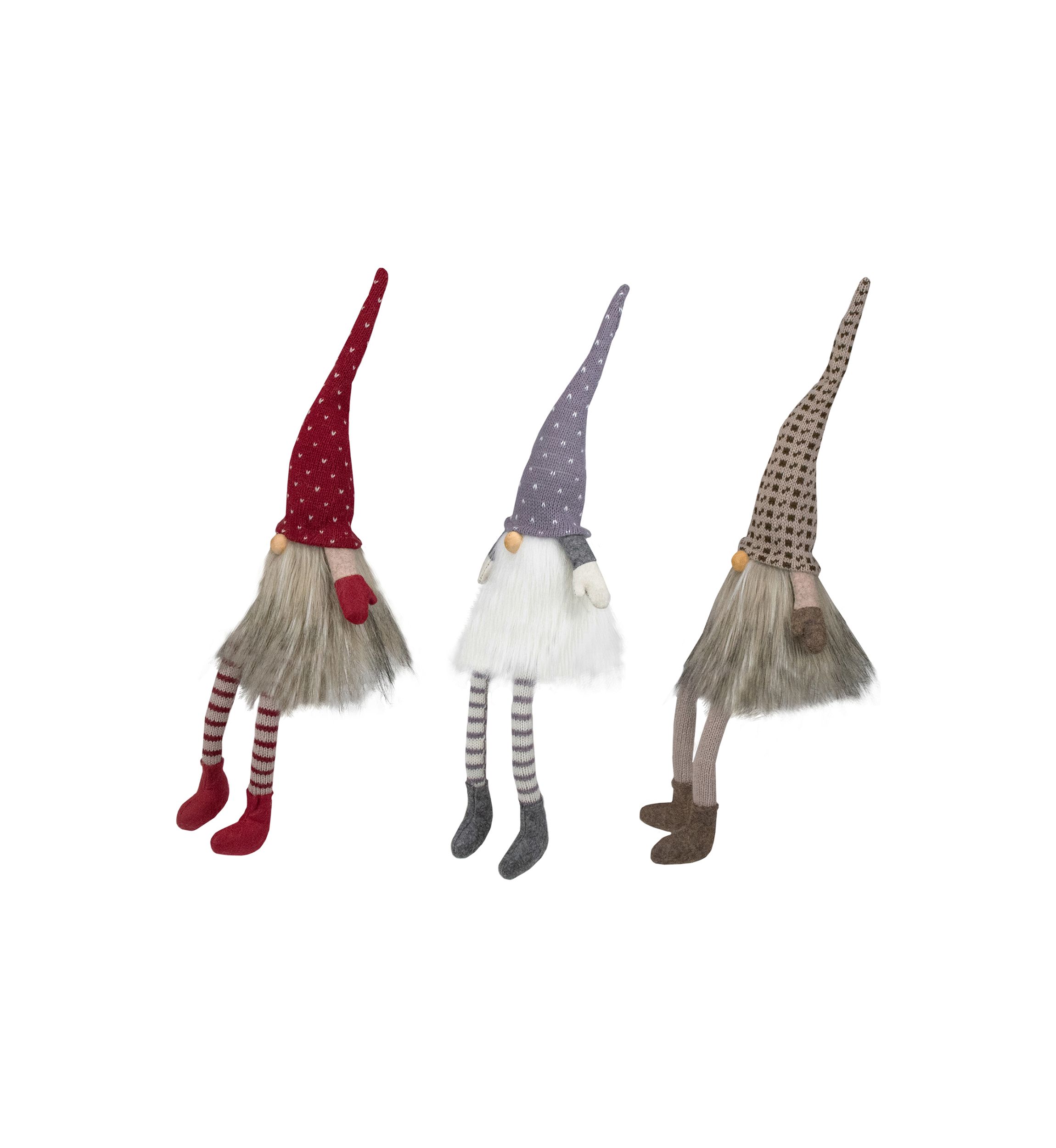Set of 3 Sitting Christmas Gnomes with Dangling Legs 20Inch