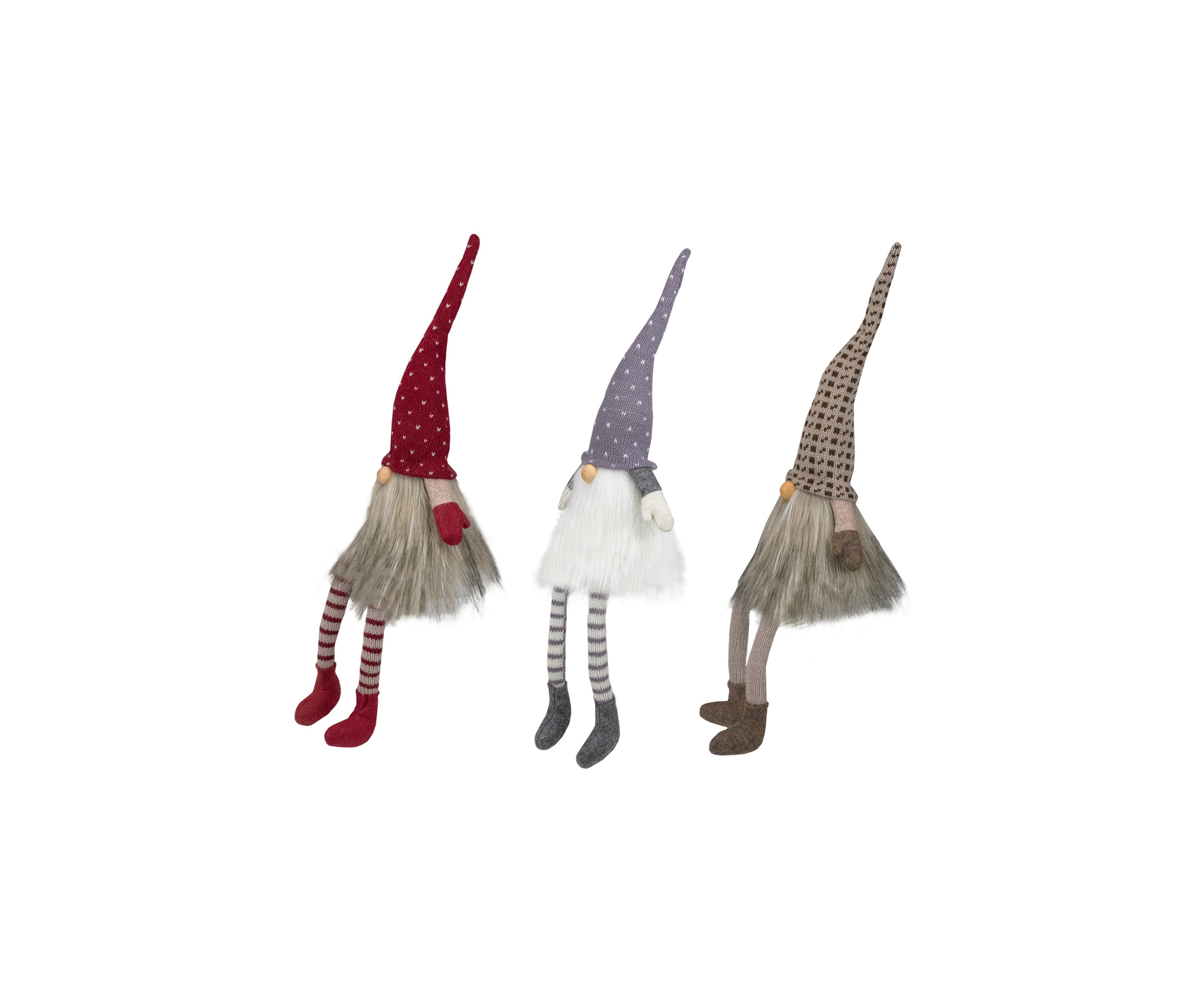 Set of 3 Sitting Christmas Gnomes with Dangling Legs 20Inch