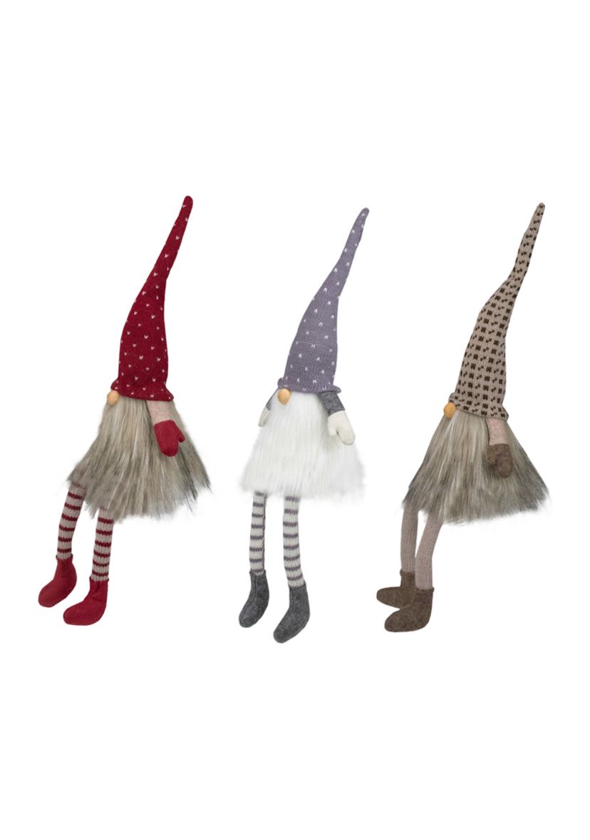Set of 3 Sitting Christmas Gnomes with Dangling Legs 20Inch