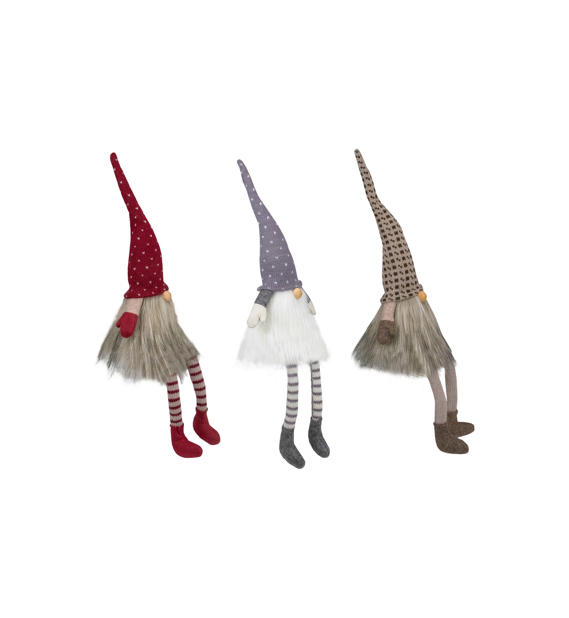 Set of 3 Sitting Christmas Gnomes with Dangling Legs 20Inch