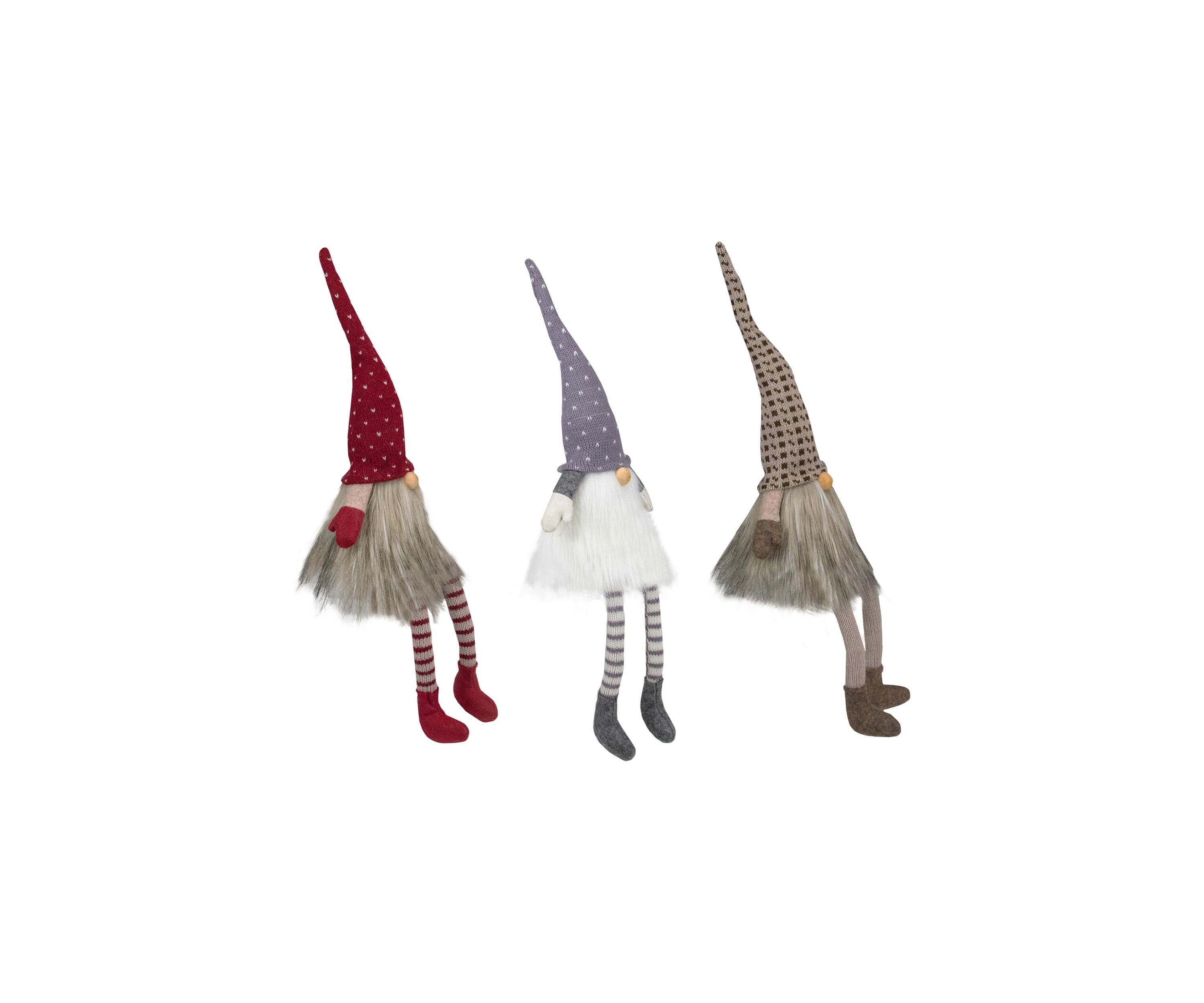 Set of 3 Sitting Christmas Gnomes with Dangling Legs 20Inch