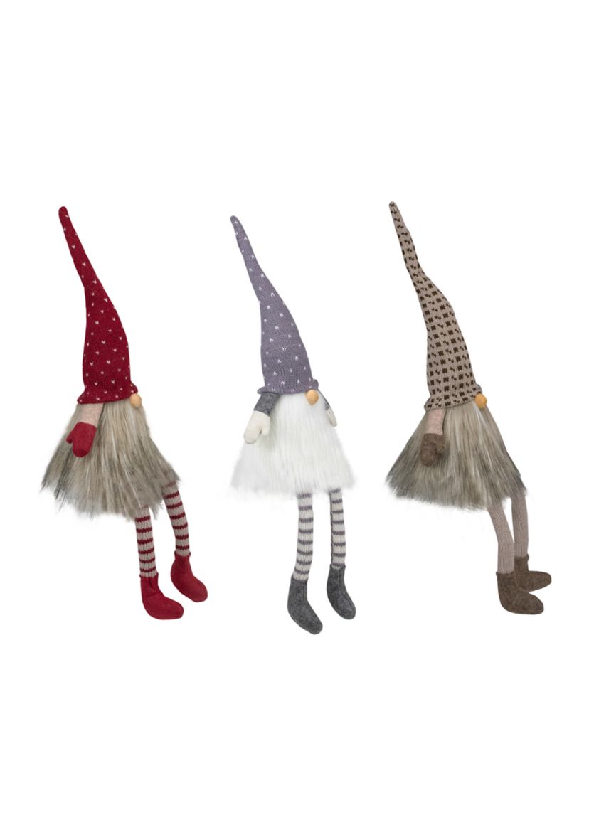 Set of 3 Sitting Christmas Gnomes with Dangling Legs 20Inch