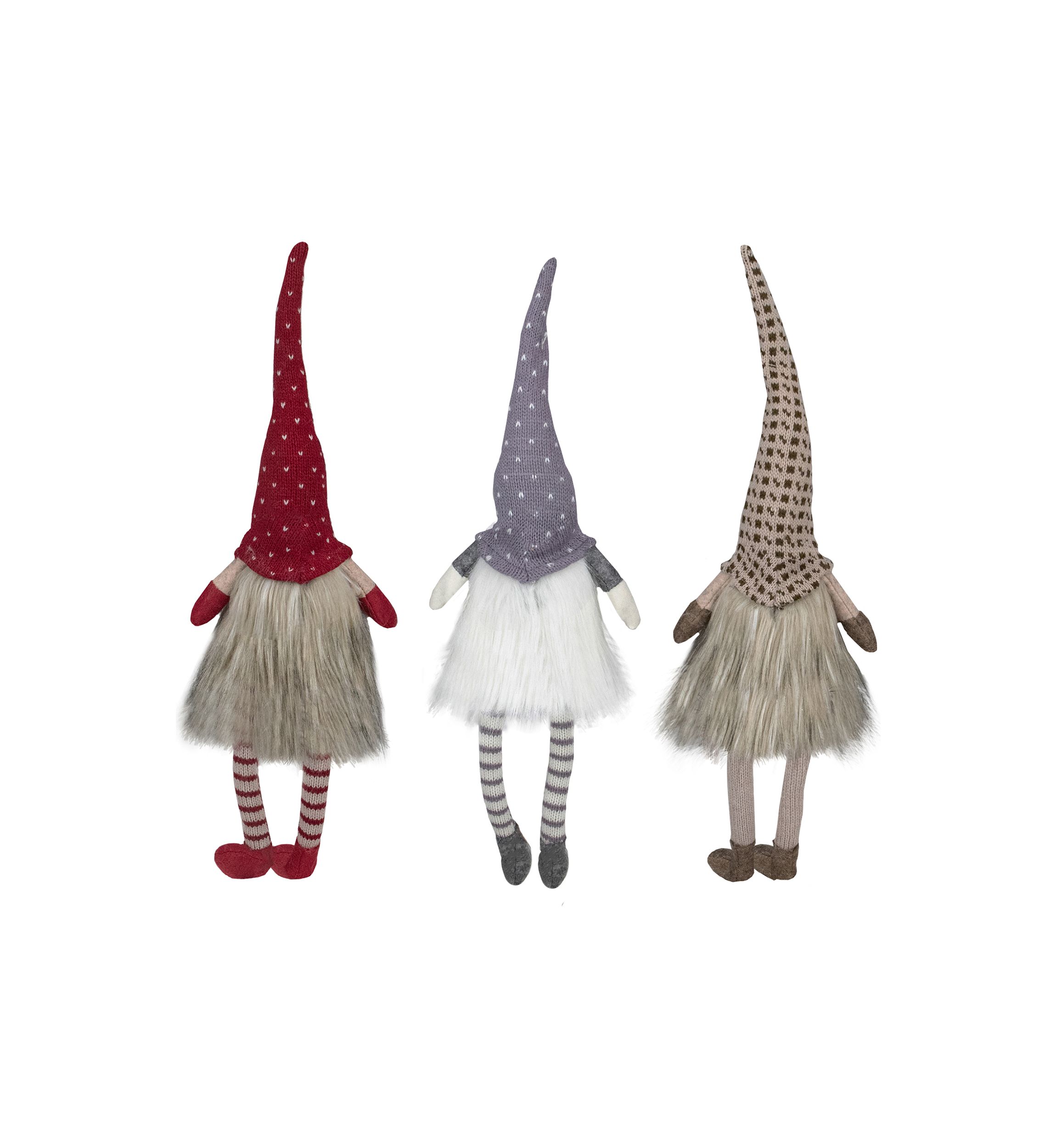 Set of 3 Sitting Christmas Gnomes with Dangling Legs 20Inch