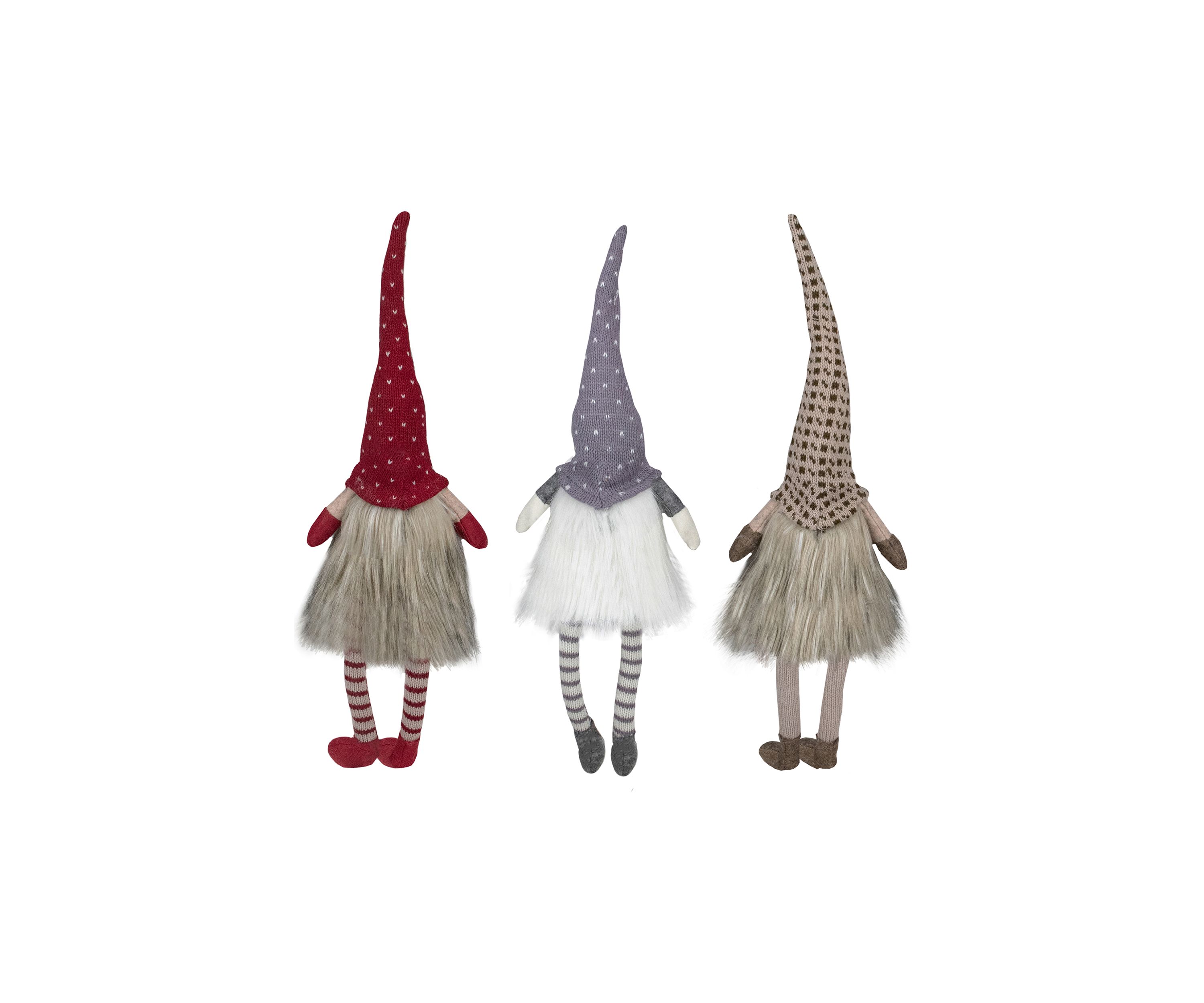 Set of 3 Sitting Christmas Gnomes with Dangling Legs 20Inch