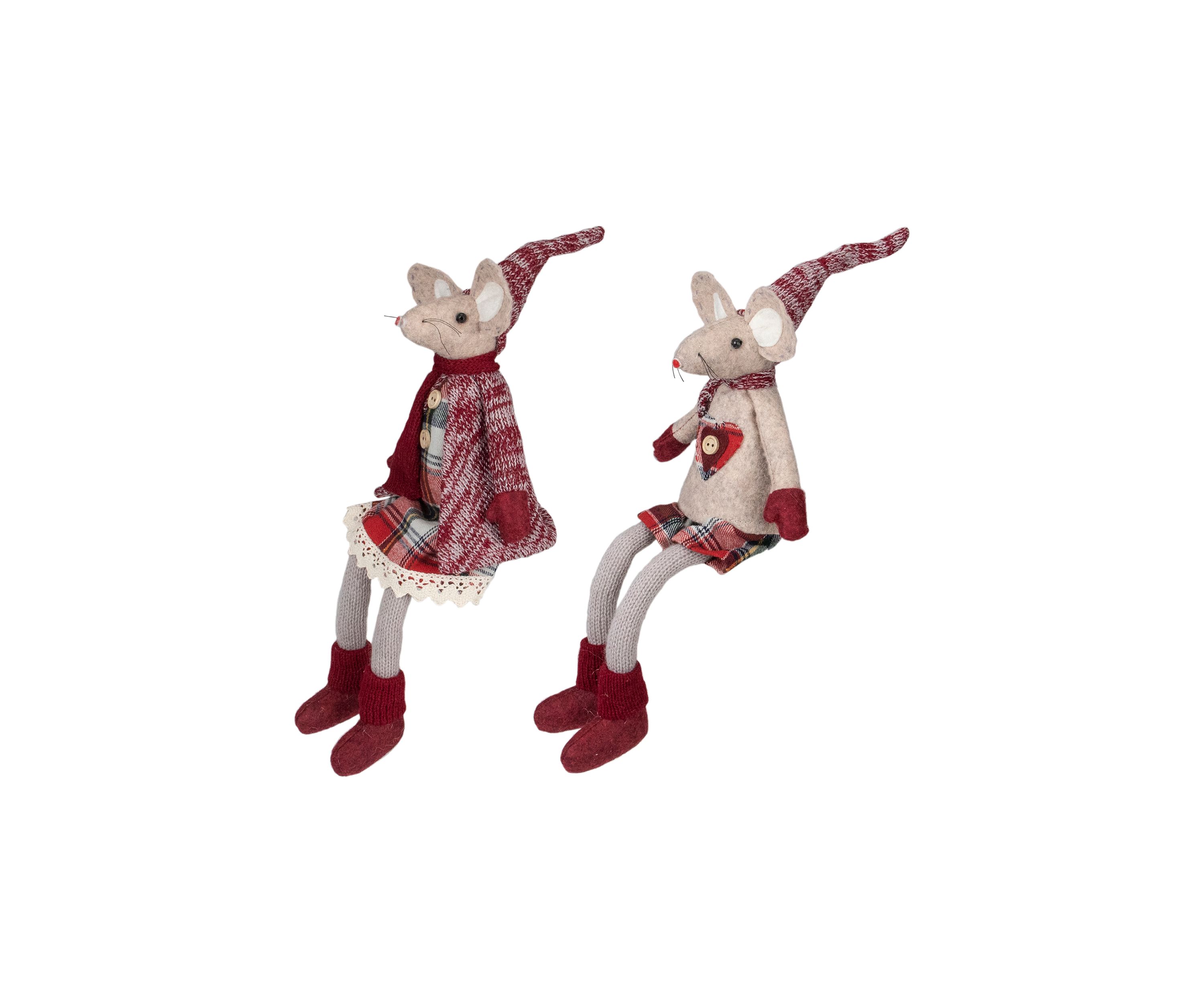 Northlight Set of 2 Boy and Girl Sitting Plush Christmas Mice Figures ...