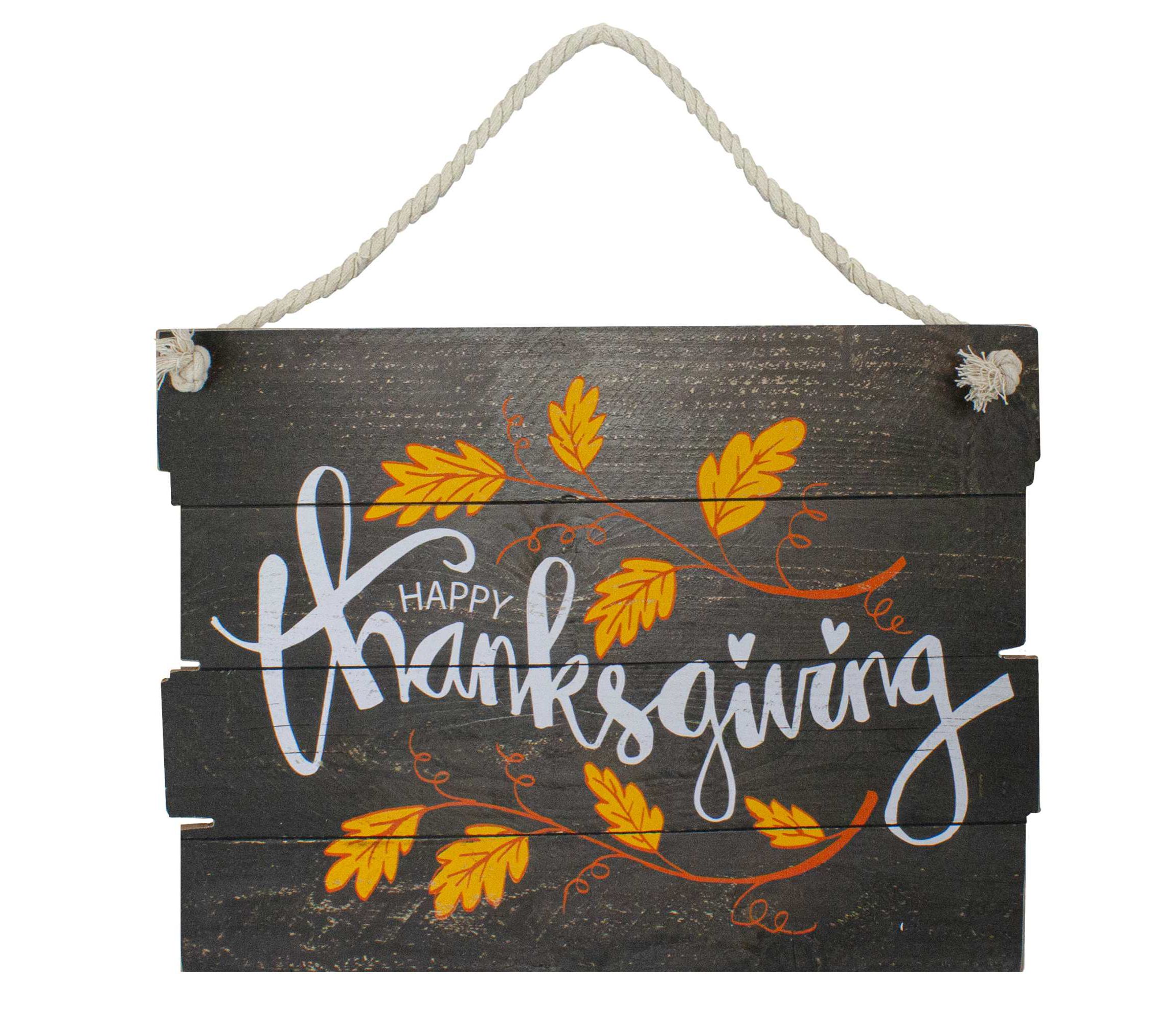 15" Wooden Happy Thanksgiving Hanging Wall Sign