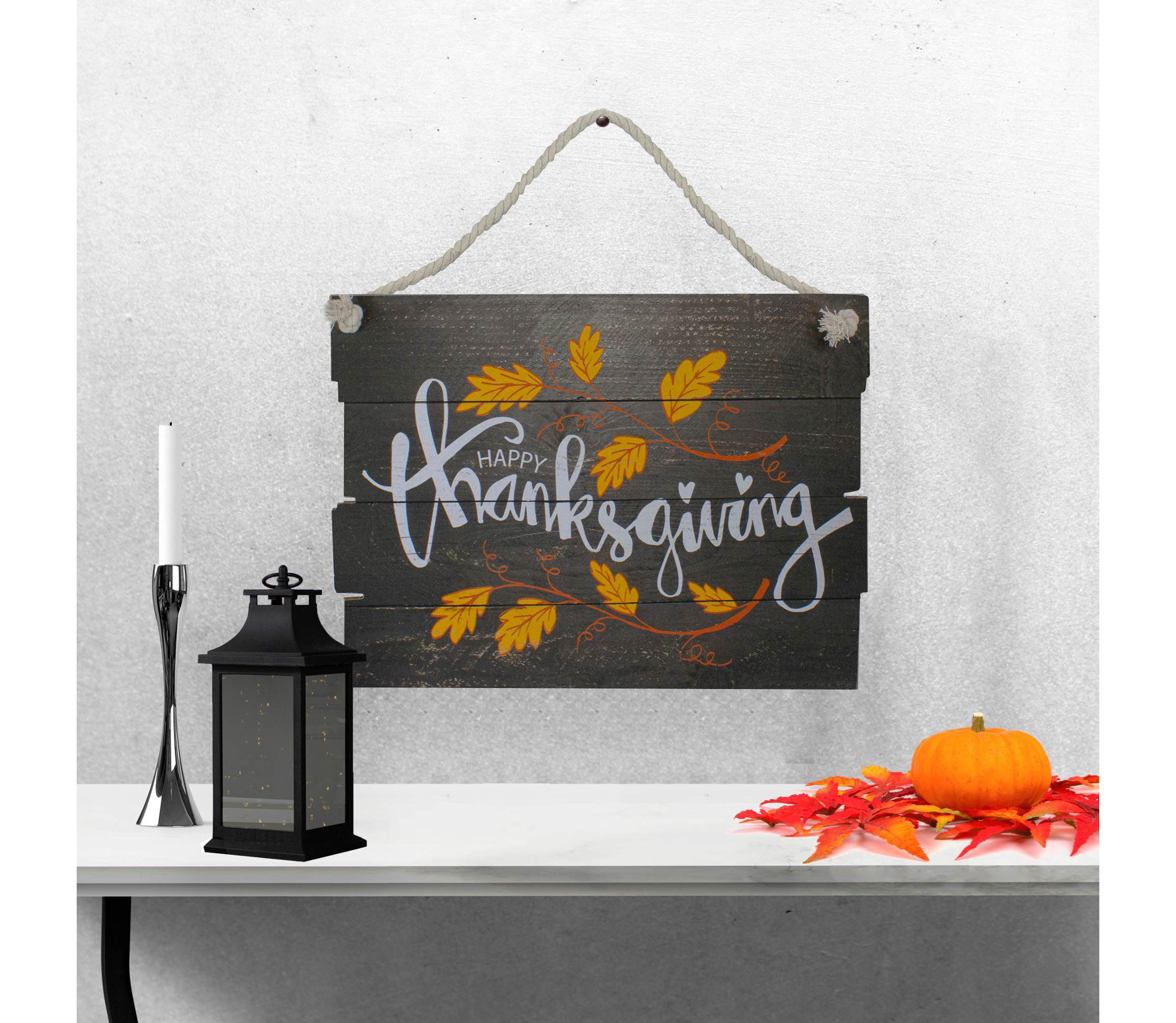15" Wooden Happy Thanksgiving Hanging Wall Sign