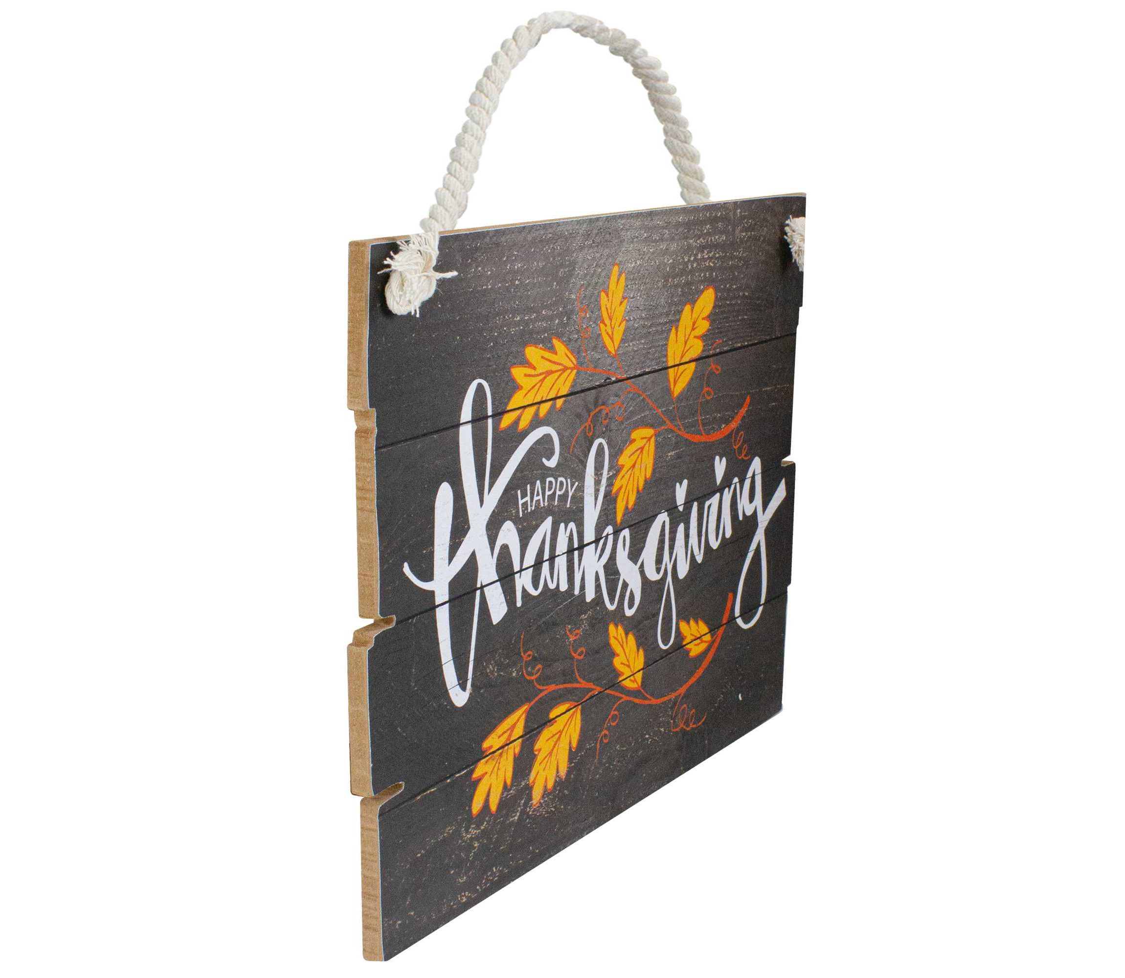 15" Wooden Happy Thanksgiving Hanging Wall Sign