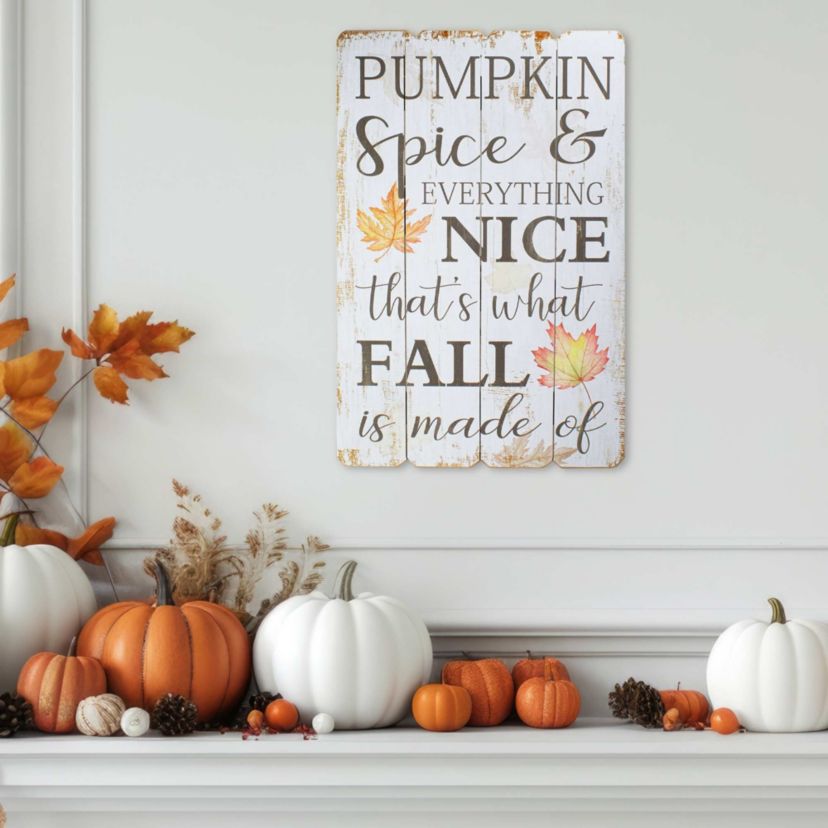 Pumpkin Spice Everything Nice Fall Wooden Wall Sign - 23.5"
