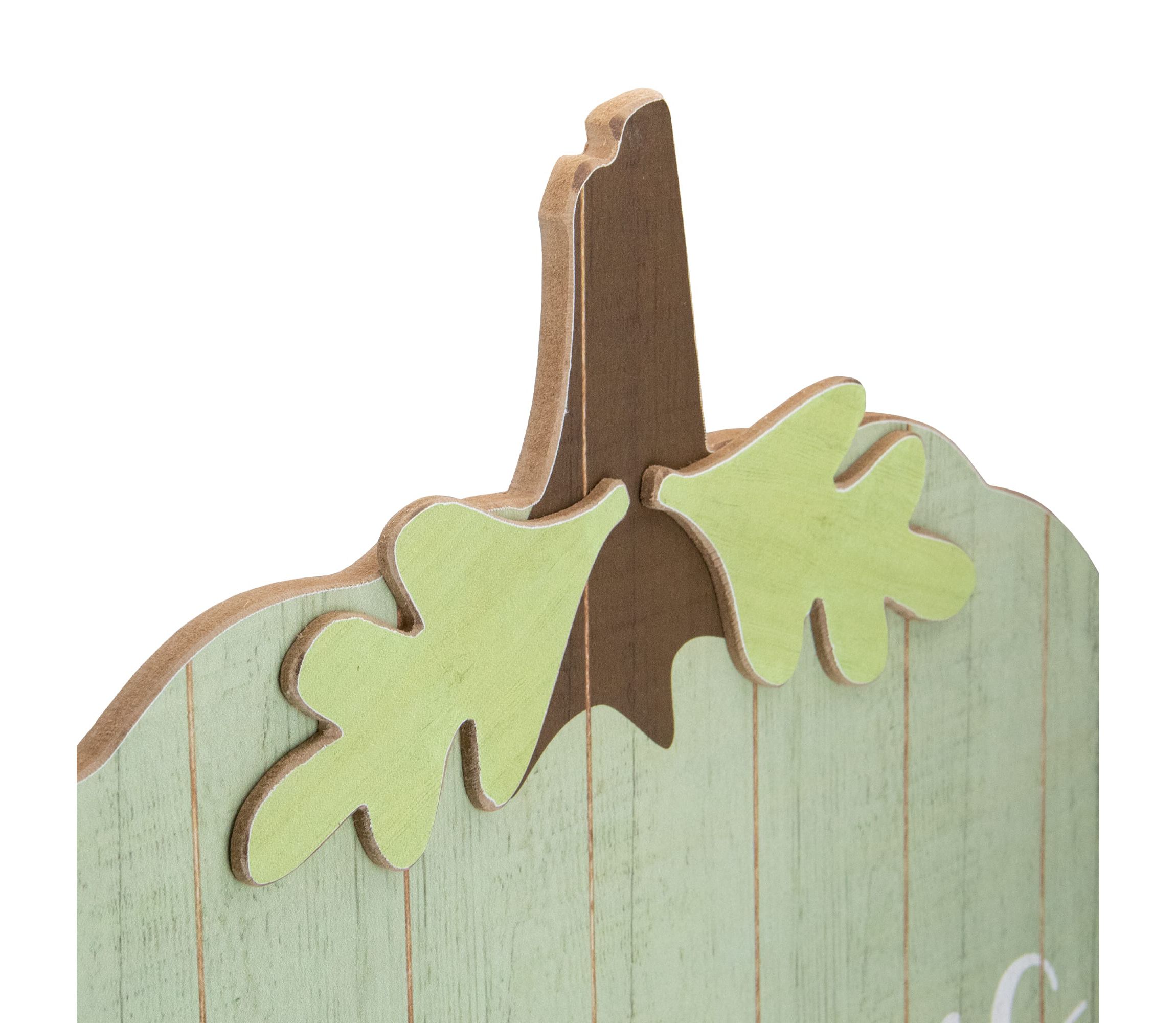 20" Green and Brown Blessings Pumpkin Wooden Thanksgiving Hanging Wall Sign
