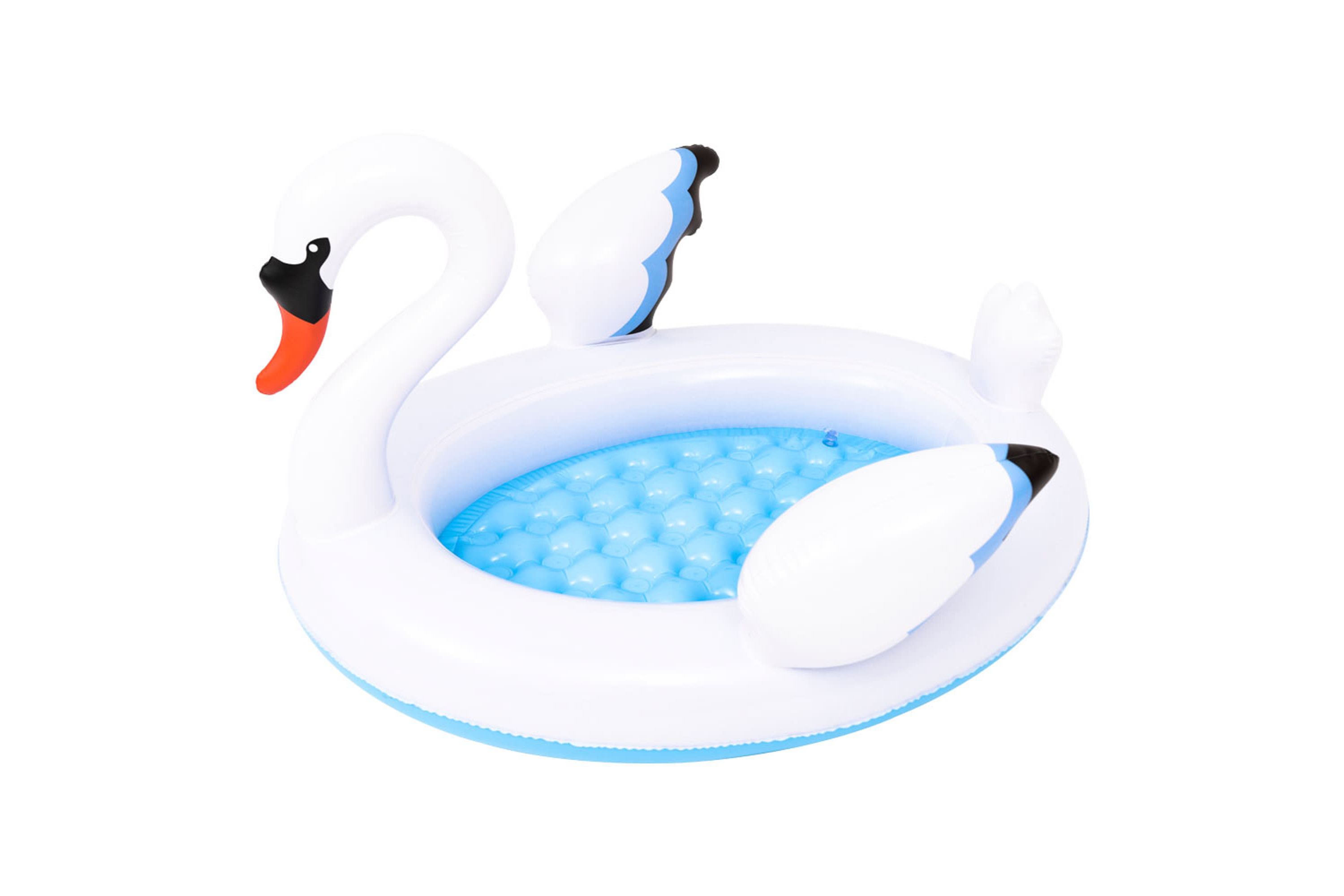 42.5" Inflatable White and Blue Swan Kiddie Pool