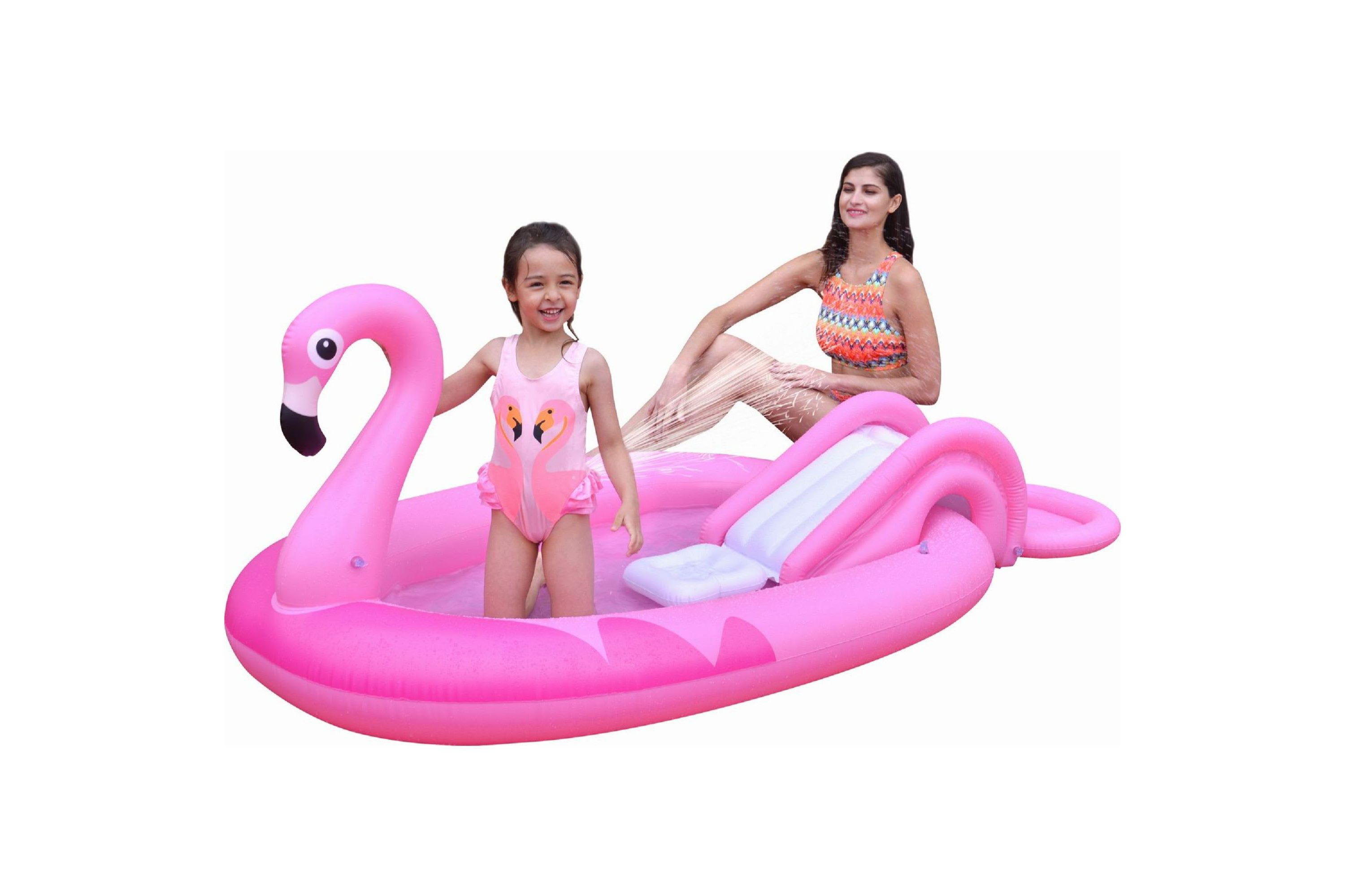83" Inflatable Pink Flamingo Kiddie Pool with Sprayer