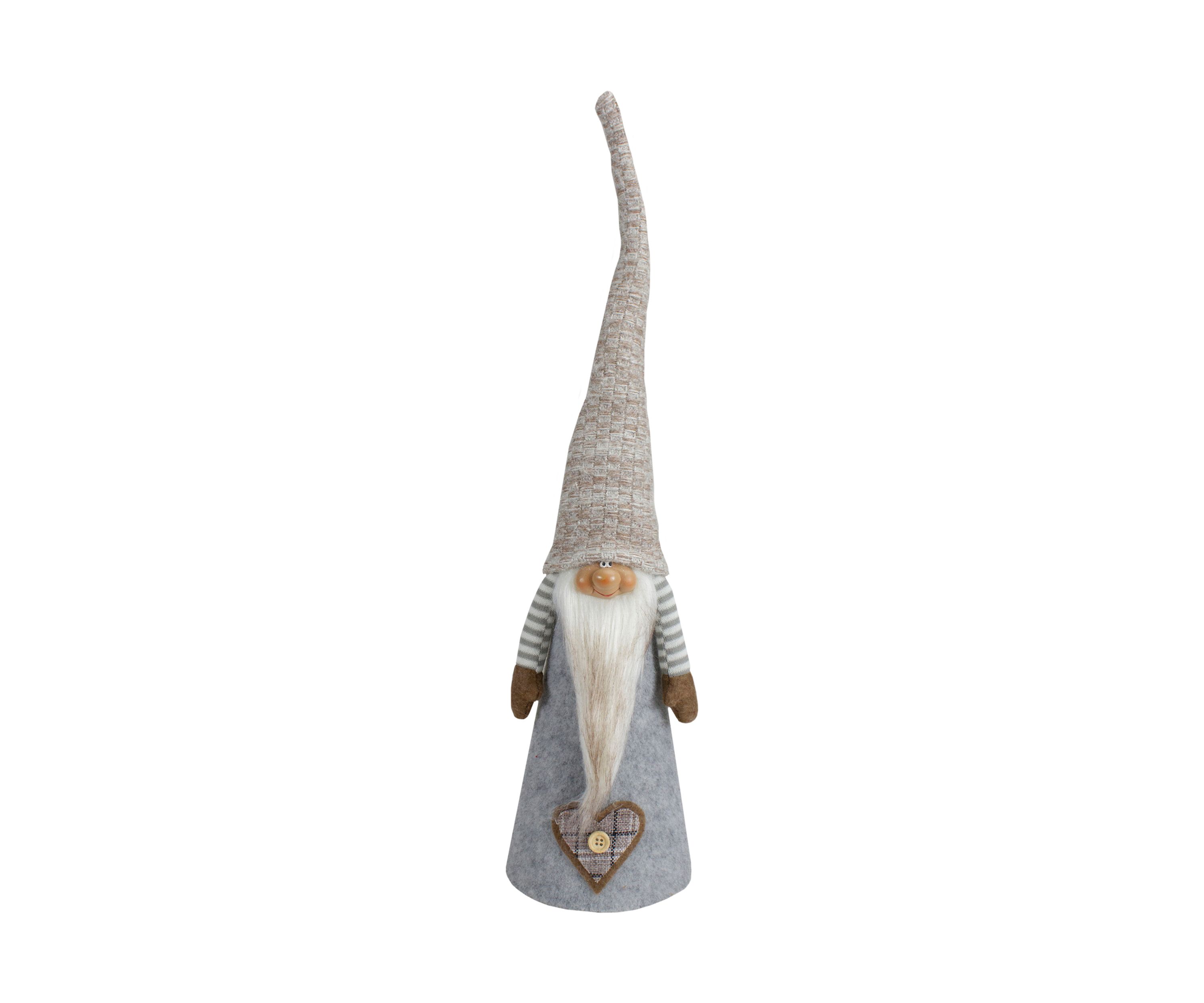 21Inch Gray and Beige Cone Boy Christmas Gnome Figure