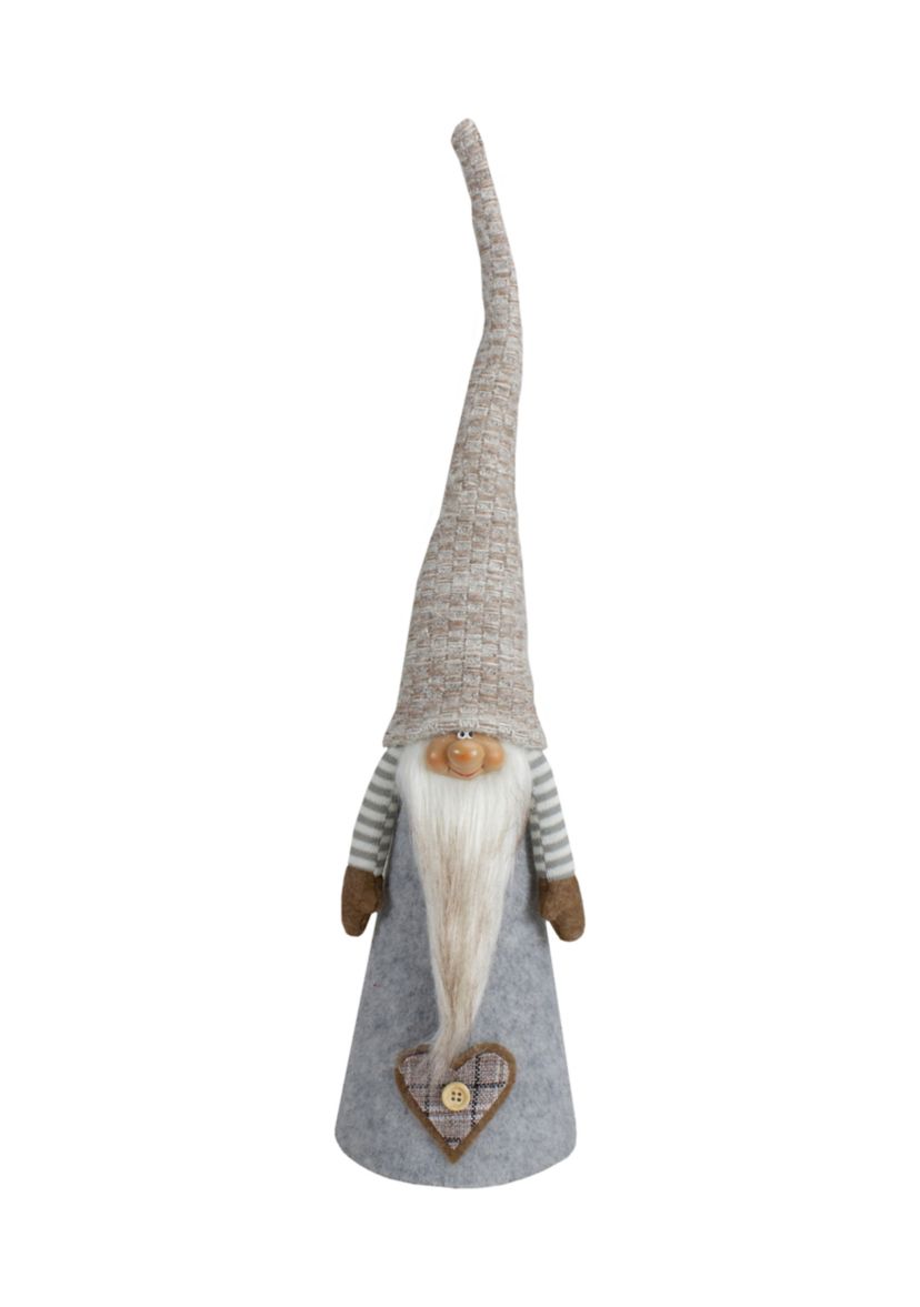 21Inch Gray and Beige Cone Boy Christmas Gnome Figure