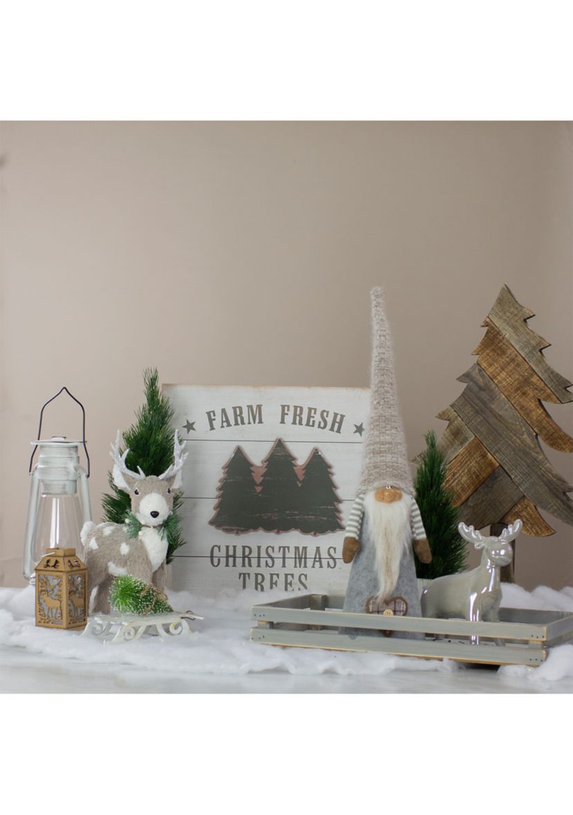 21Inch Gray and Beige Cone Boy Christmas Gnome Figure