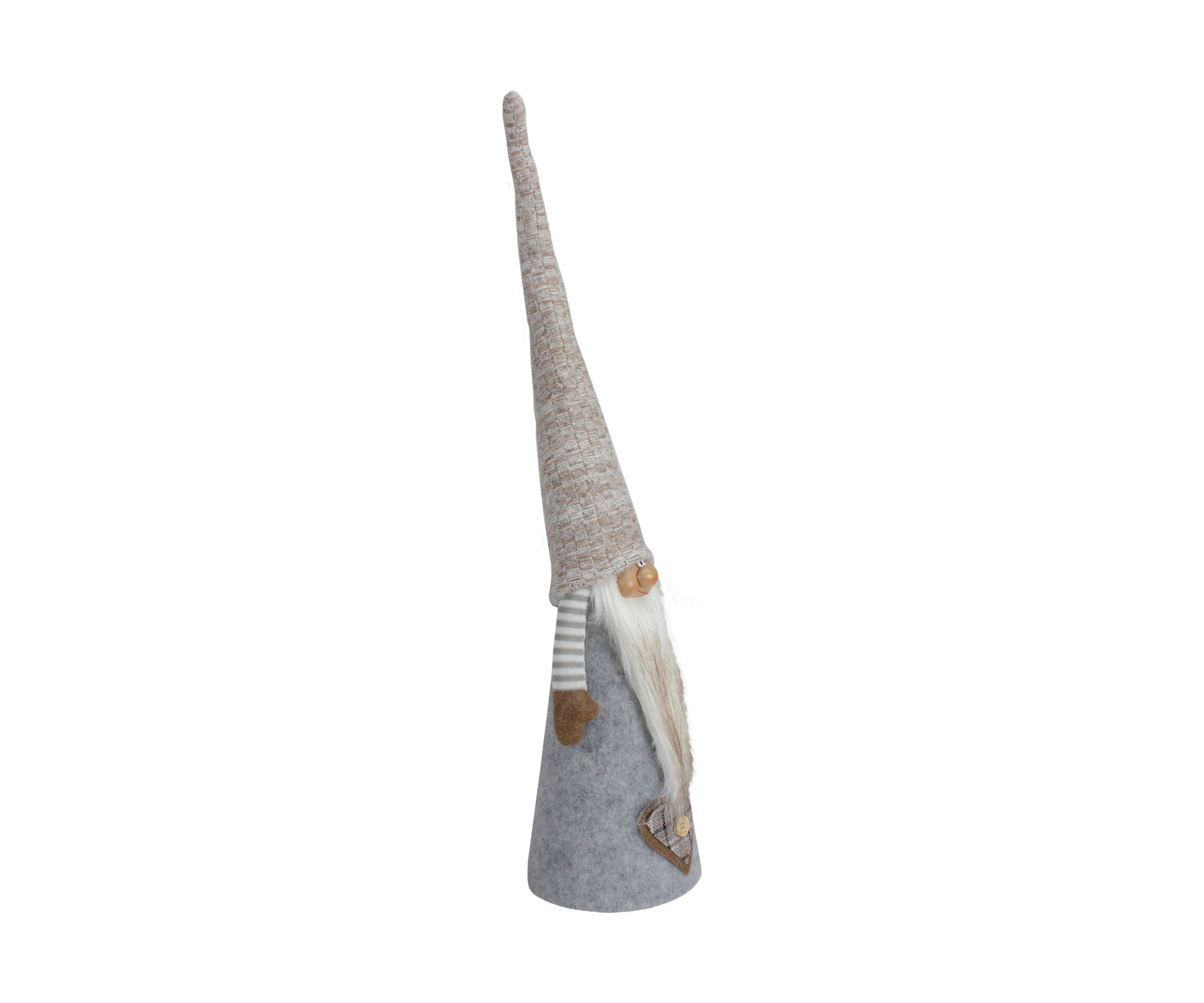 21Inch Gray and Beige Cone Boy Christmas Gnome Figure