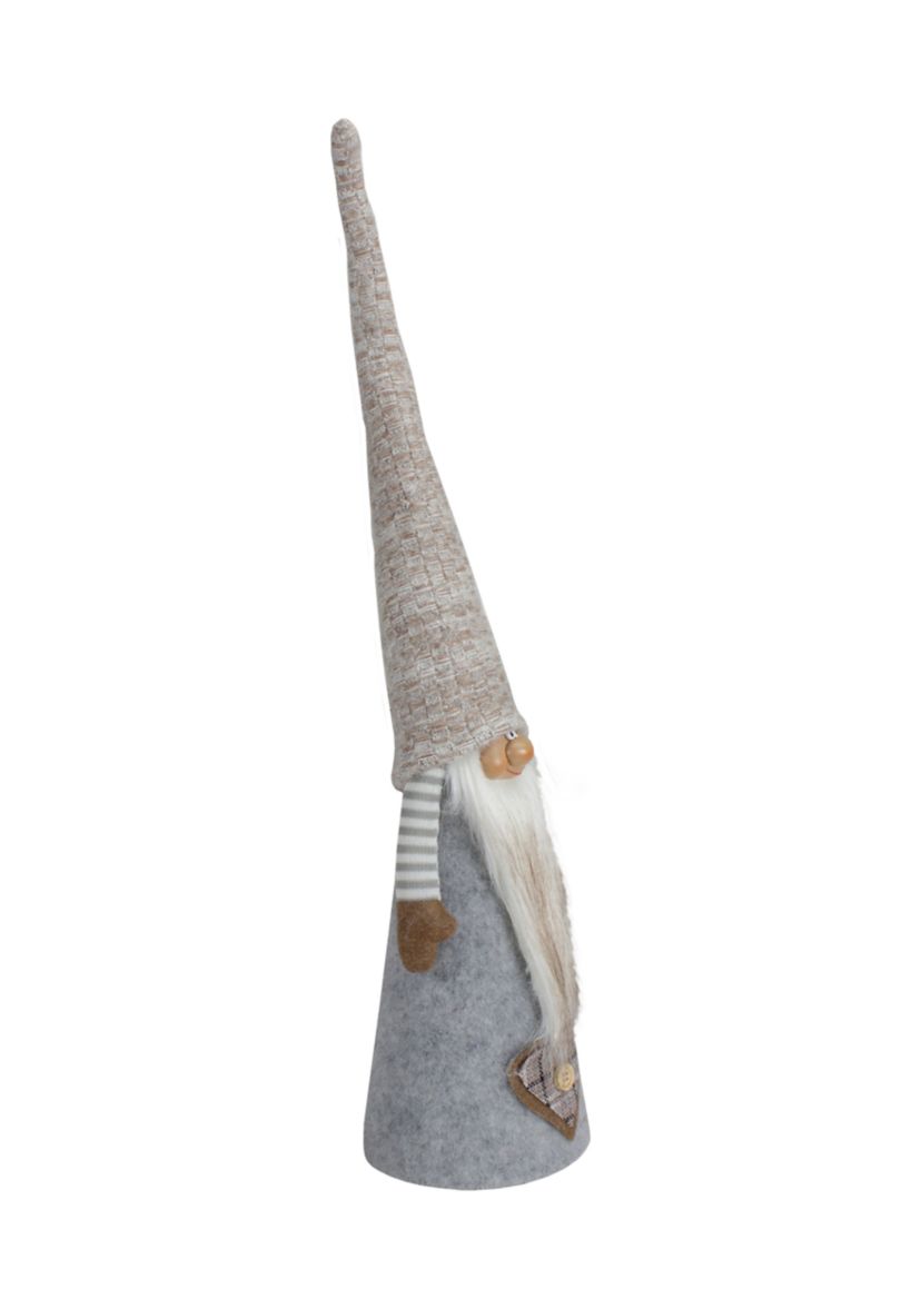 21Inch Gray and Beige Cone Boy Christmas Gnome Figure