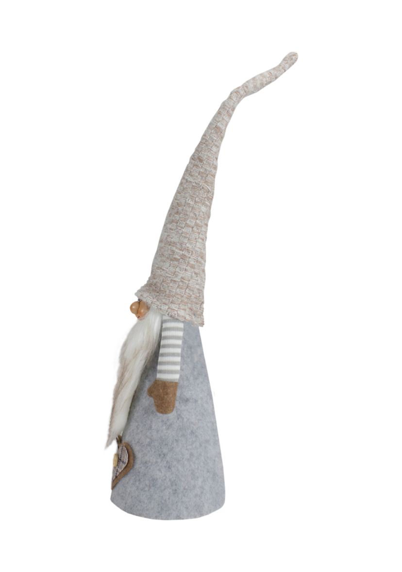21Inch Gray and Beige Cone Boy Christmas Gnome Figure
