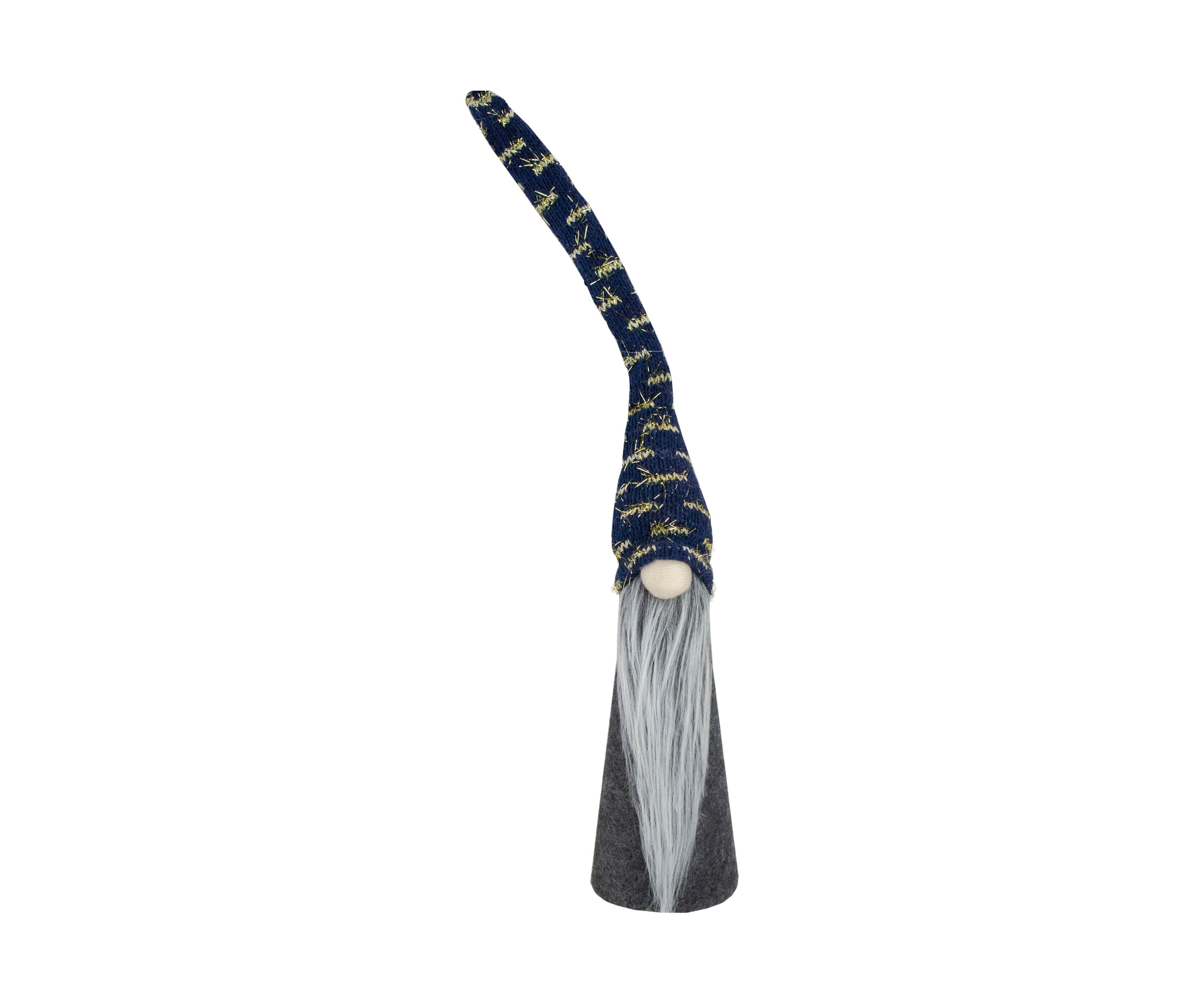 15.5Inch Gray and Blue Cone Gnome Christmas Tabletop Decor