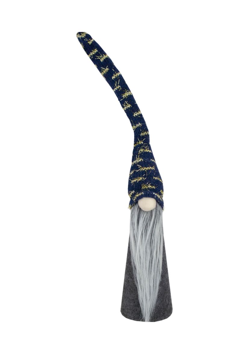 15.5Inch Gray and Blue Cone Gnome Christmas Tabletop Decor