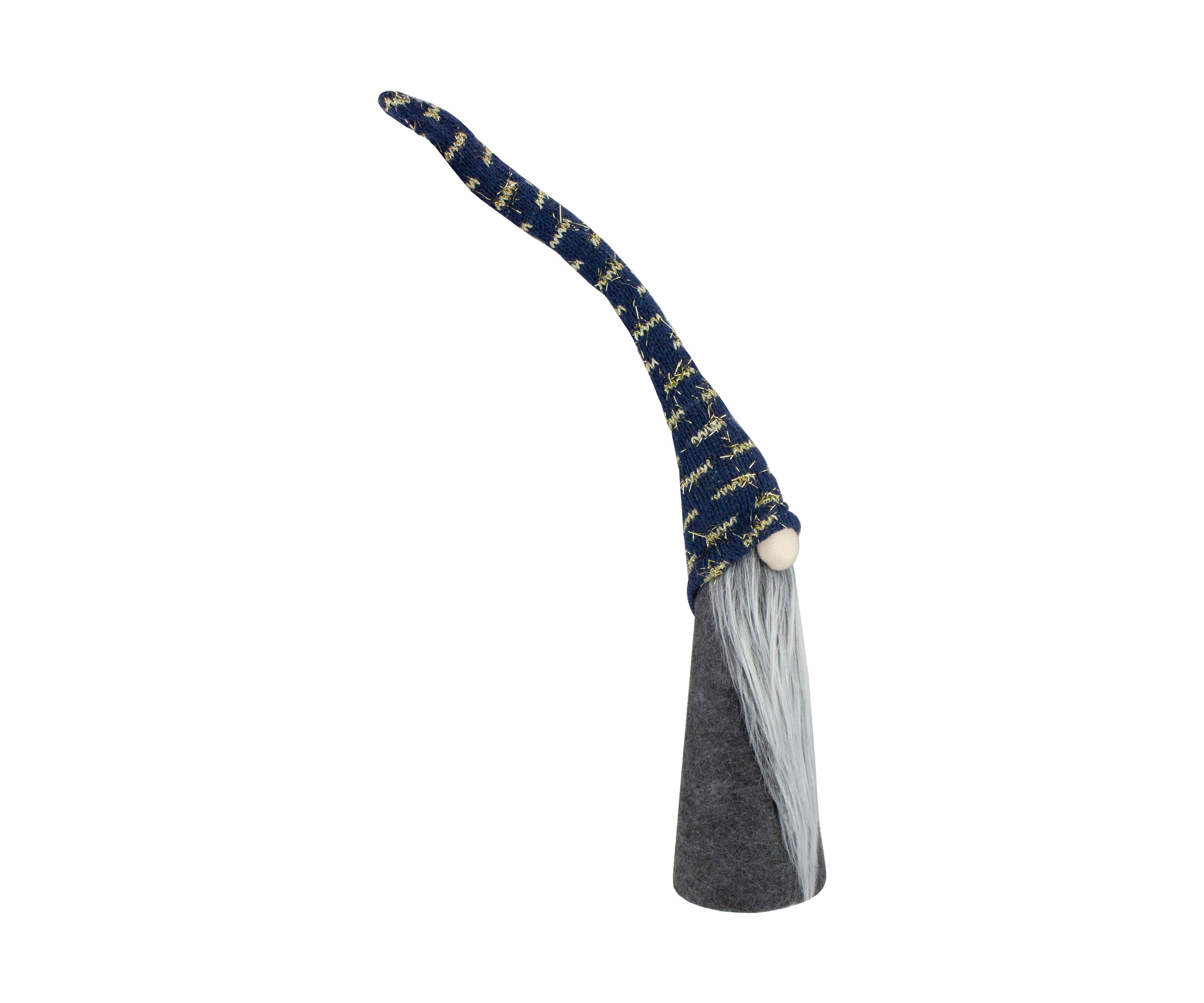 15.5Inch Gray and Blue Cone Gnome Christmas Tabletop Decor