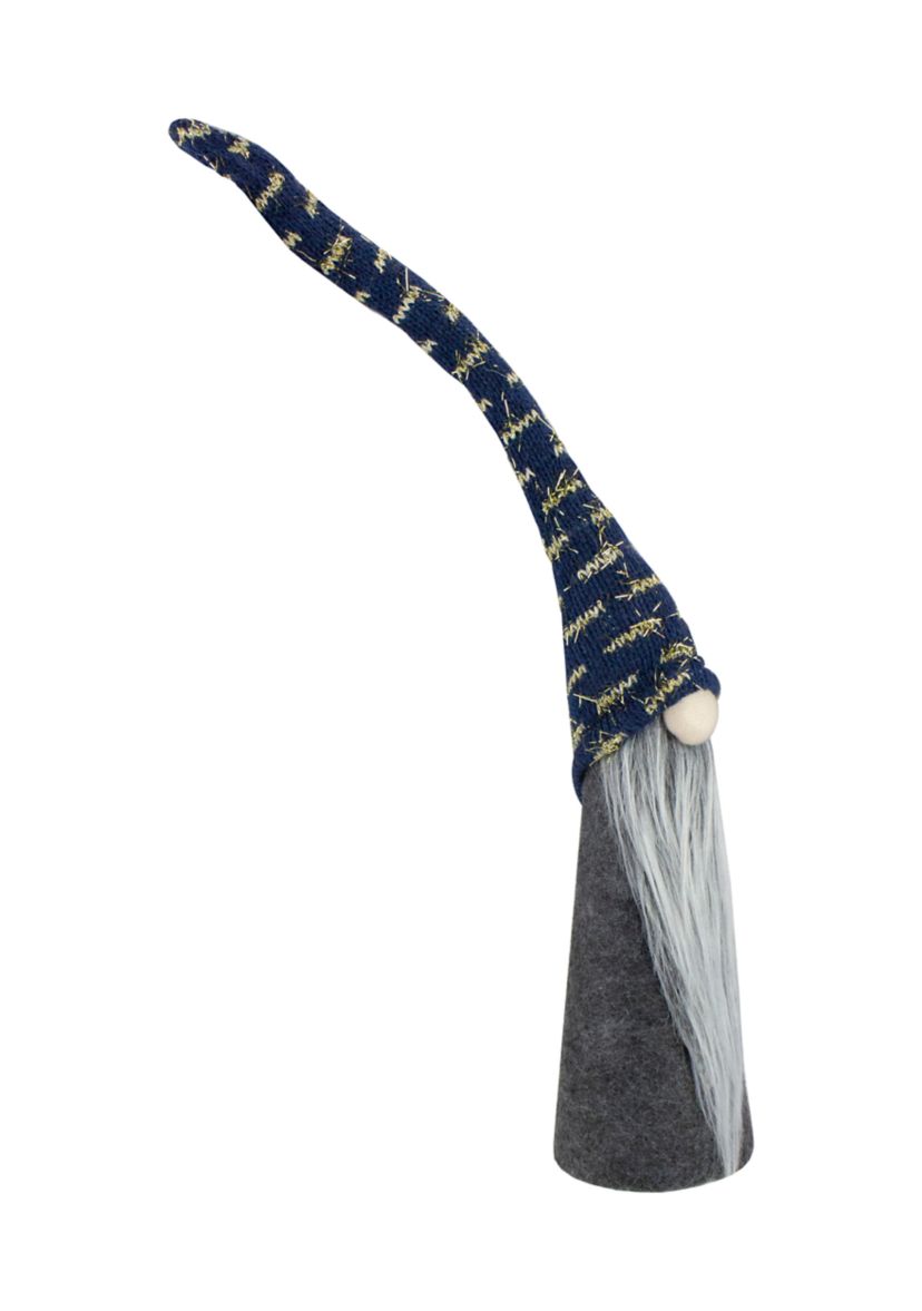 15.5Inch Gray and Blue Cone Gnome Christmas Tabletop Decor