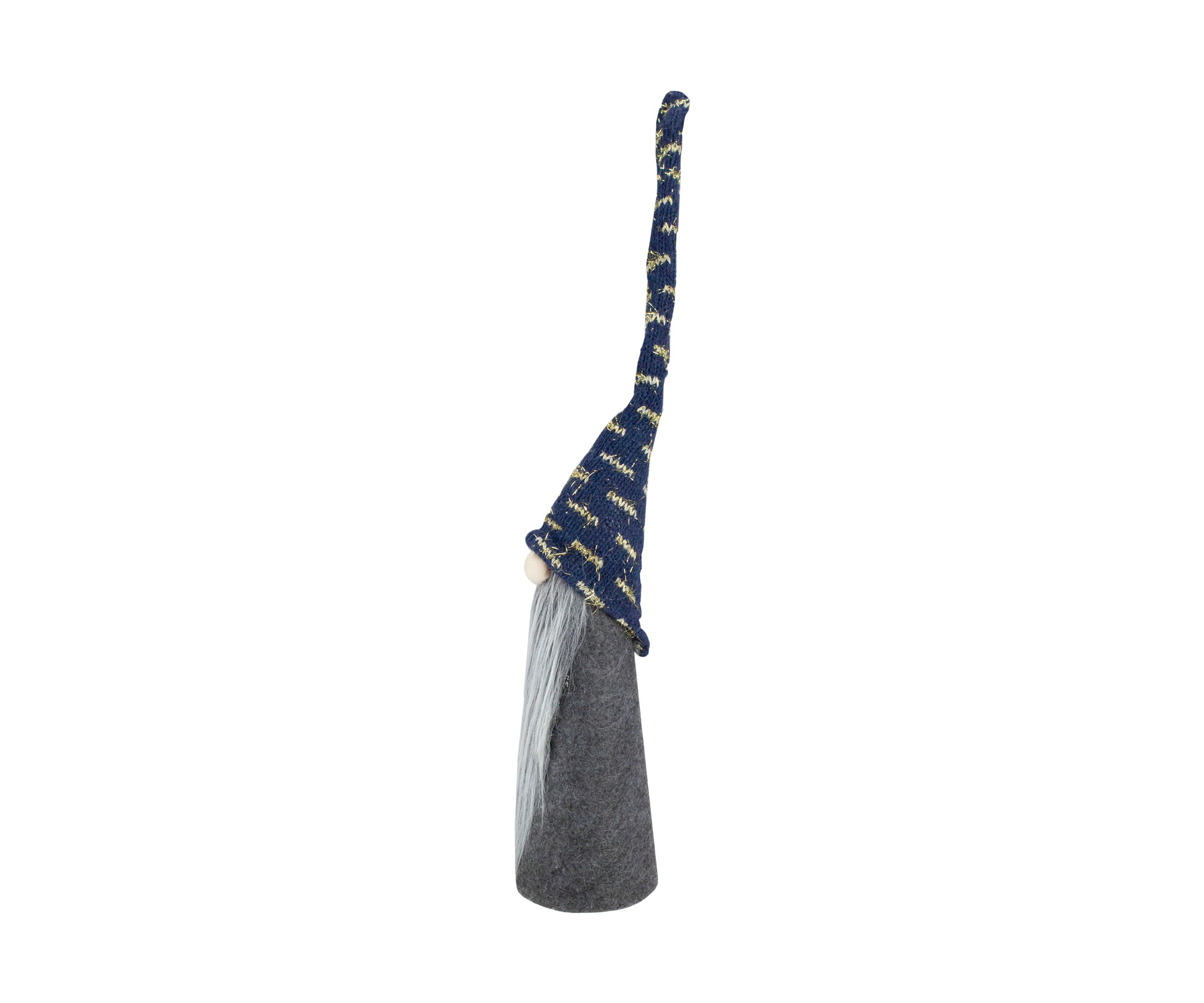 15.5Inch Gray and Blue Cone Gnome Christmas Tabletop Decor