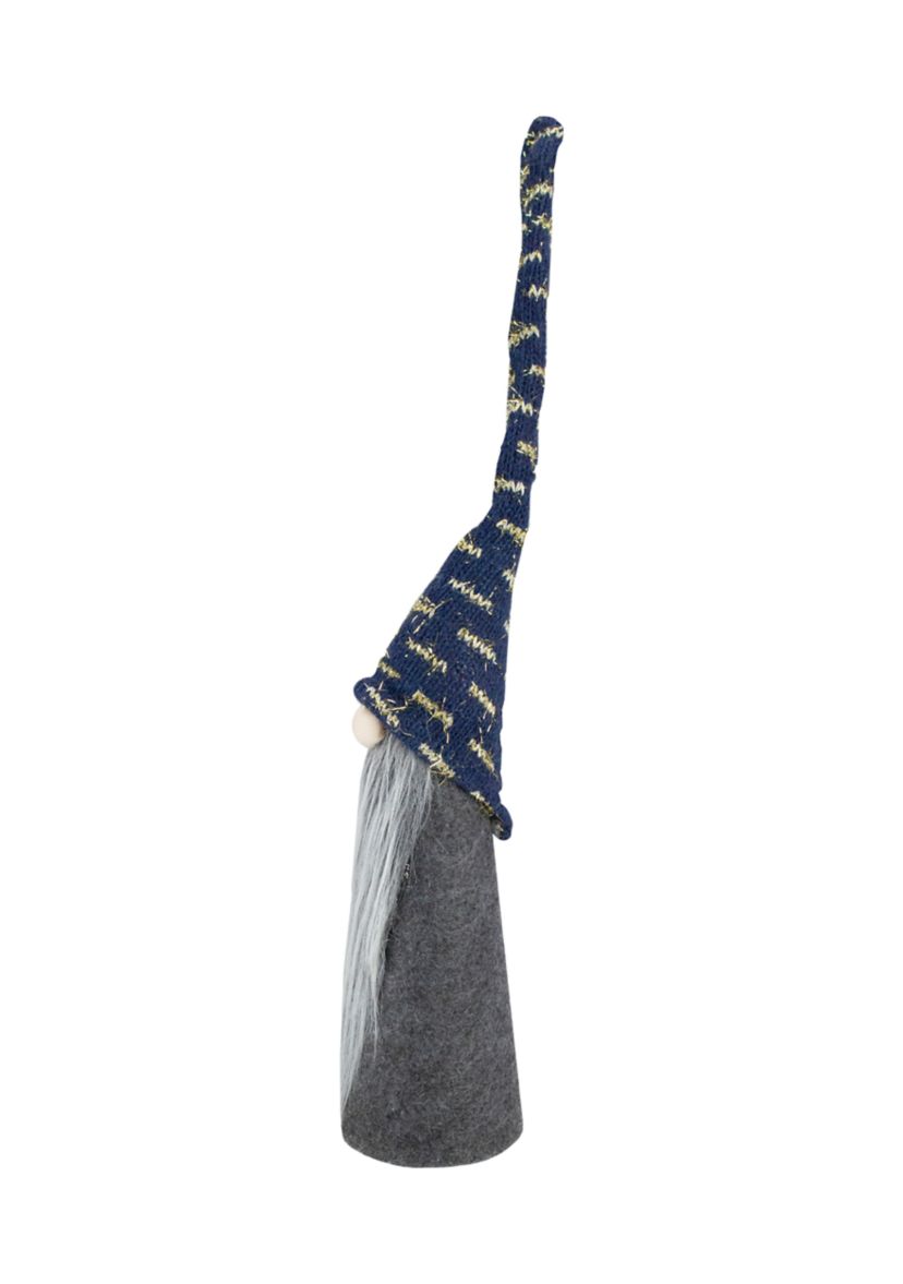 15.5Inch Gray and Blue Cone Gnome Christmas Tabletop Decor
