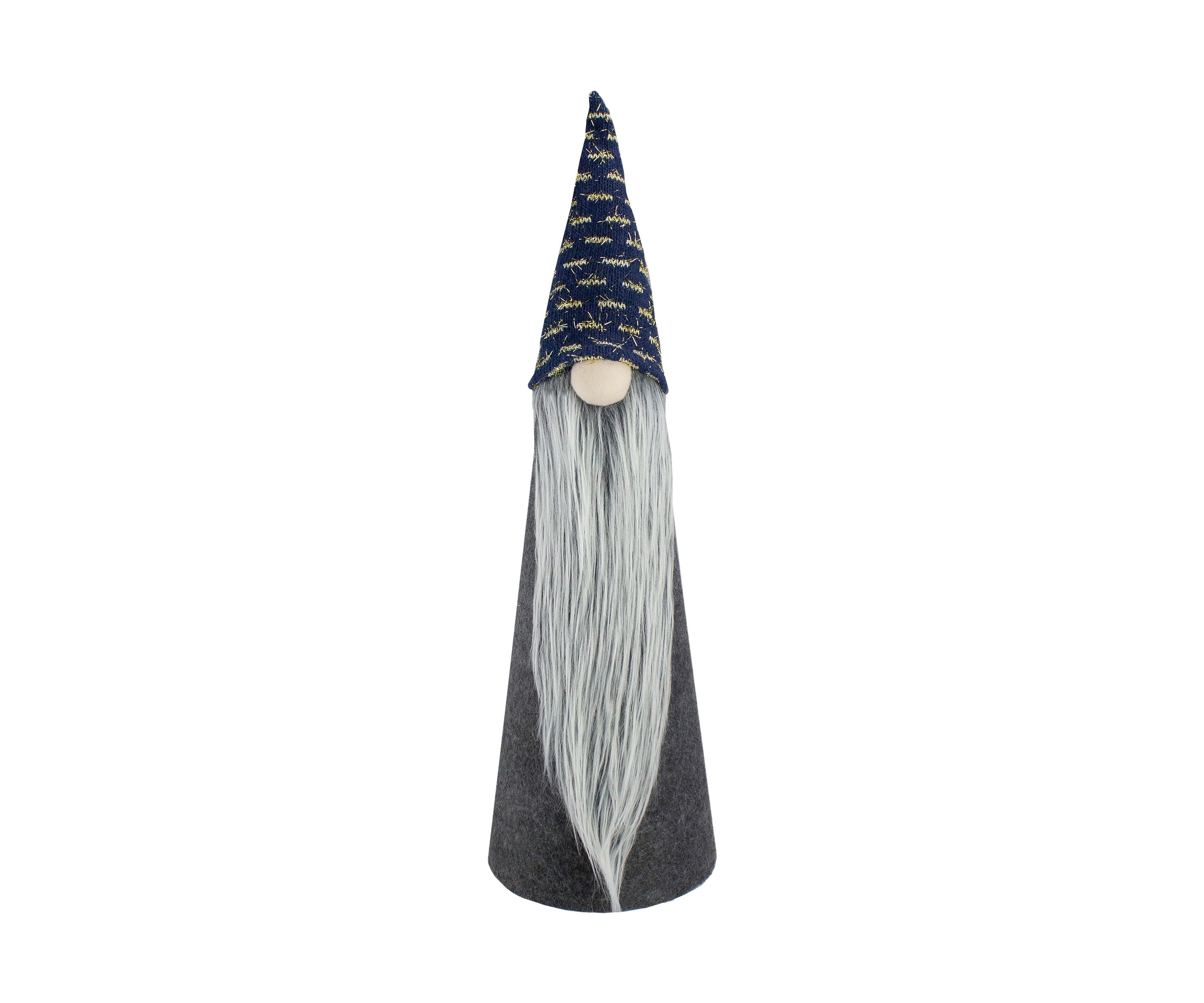 20Inch Gray and Blue Cone Gnome Christmas Tabletop Decor