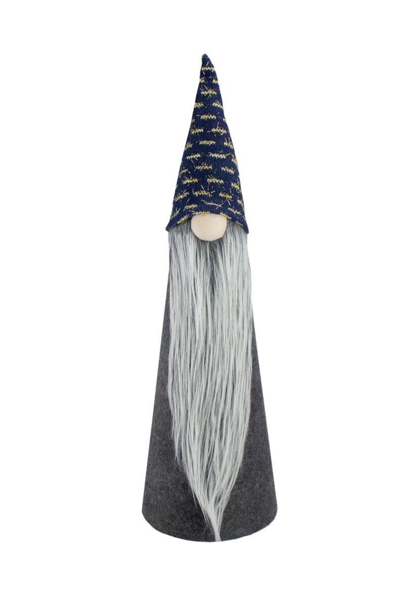 20Inch Gray and Blue Cone Gnome Christmas Tabletop Decor
