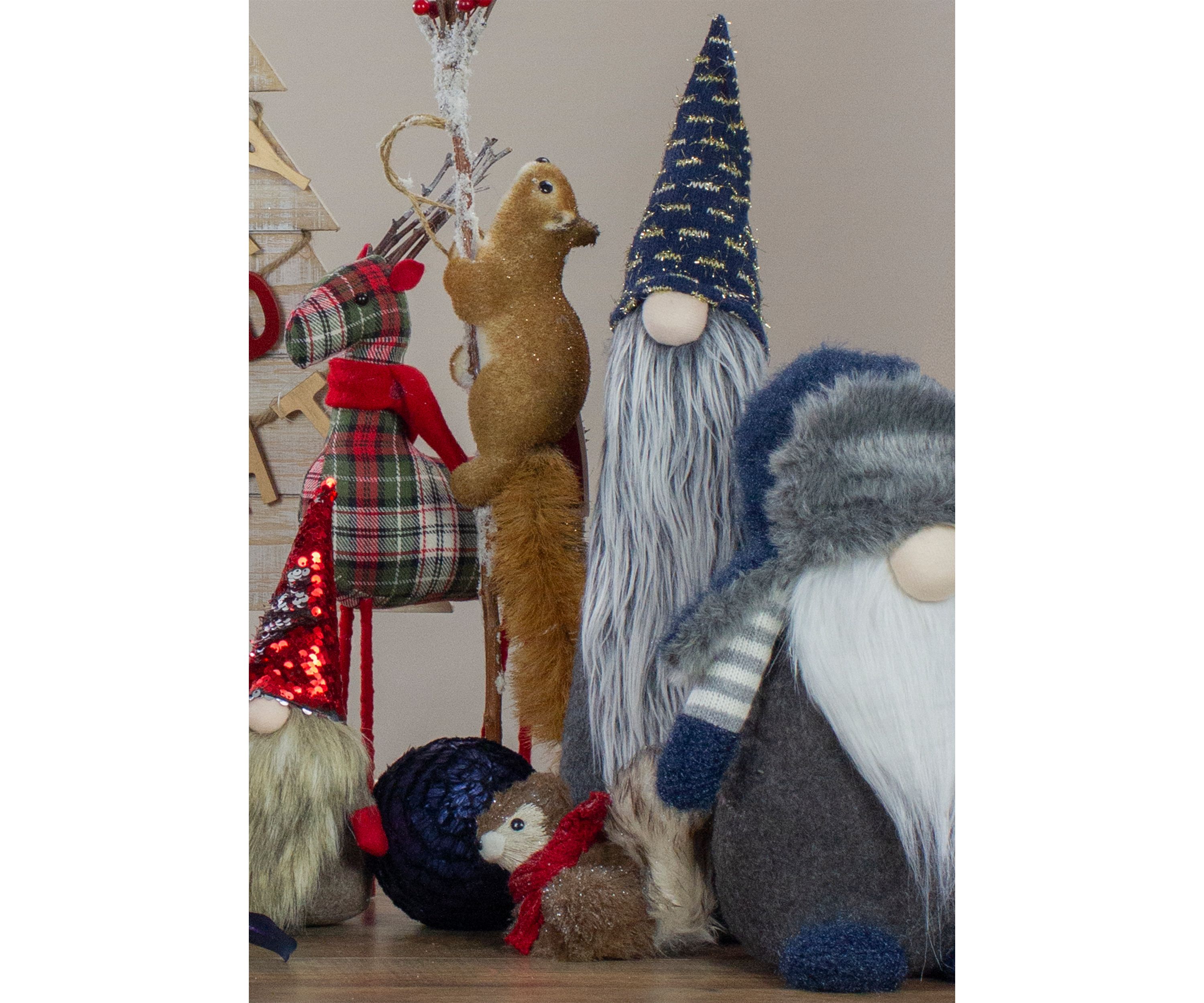 20Inch Gray and Blue Cone Gnome Christmas Tabletop Decor