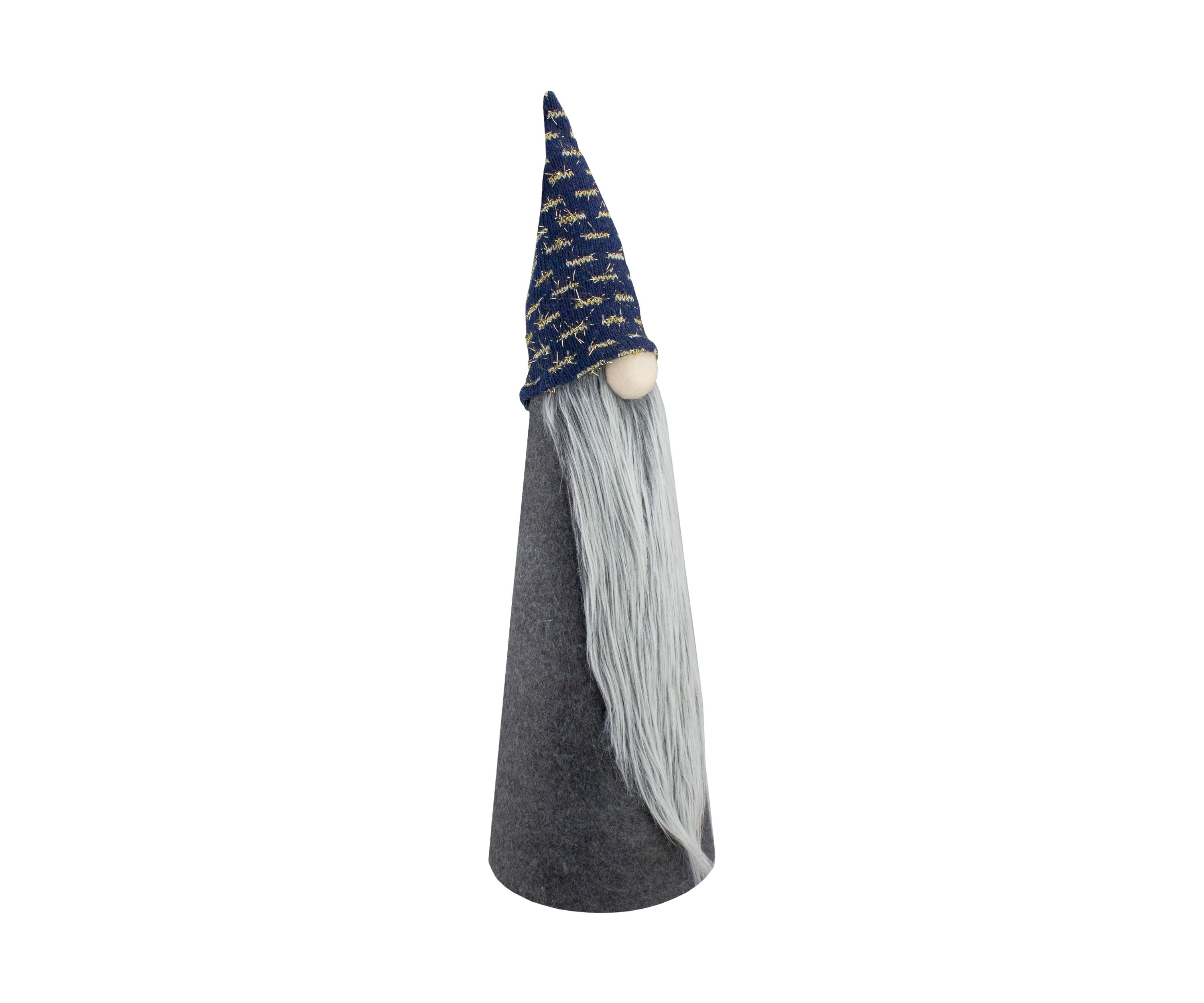 20Inch Gray and Blue Cone Gnome Christmas Tabletop Decor