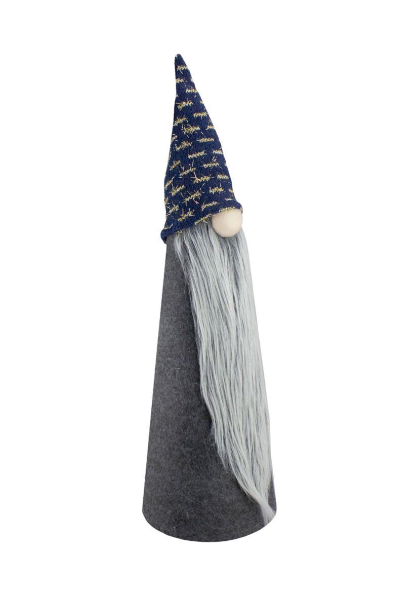 20Inch Gray and Blue Cone Gnome Christmas Tabletop Decor