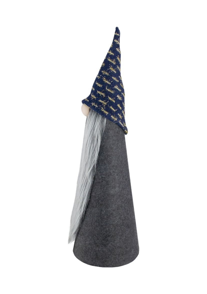 20Inch Gray and Blue Cone Gnome Christmas Tabletop Decor