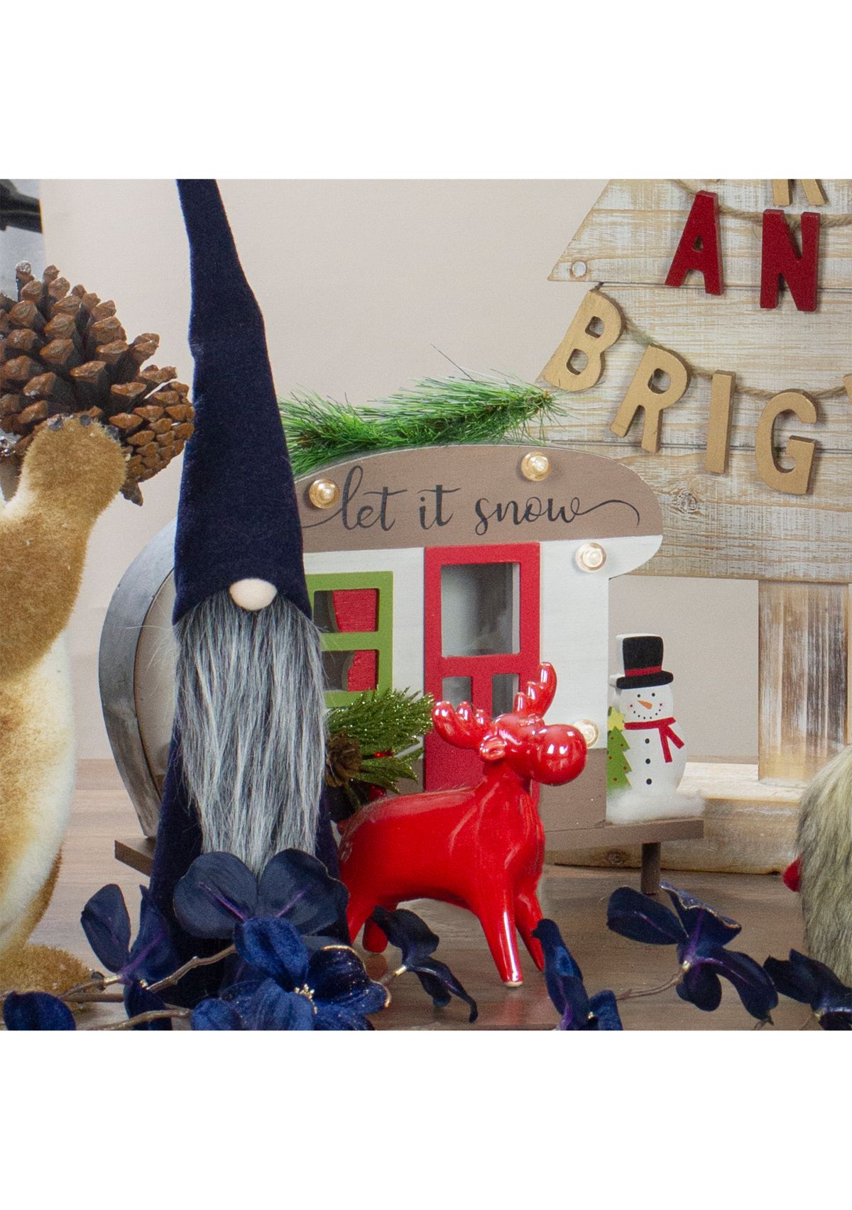 18Inch Navy Blue Cone Gnome Christmas Tabletop Decor