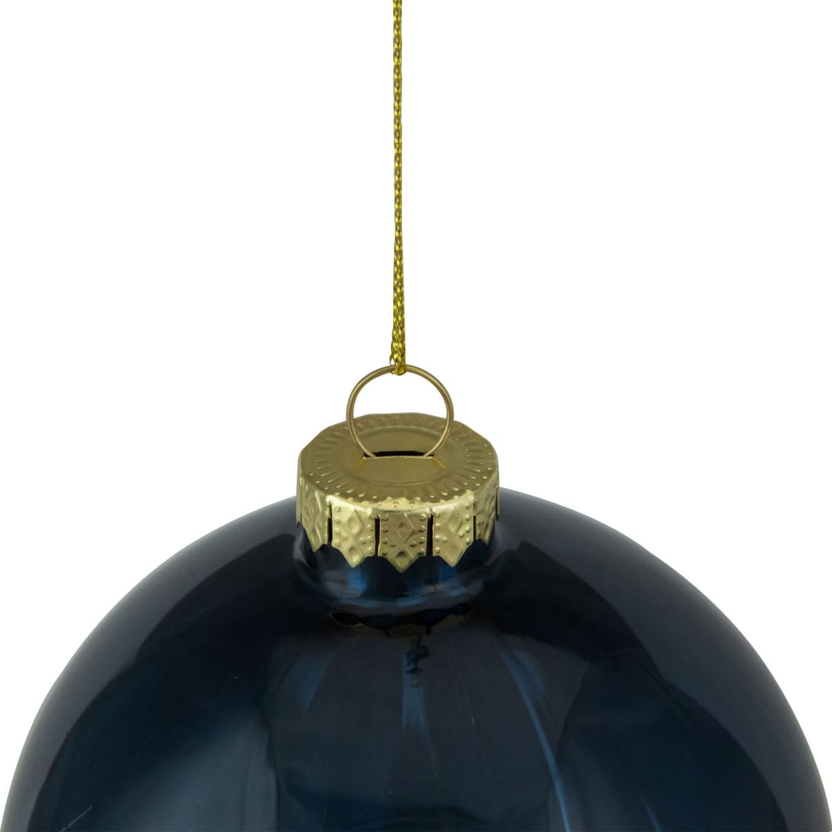Shiny Glass Christmas Ball Ornament - 4" - Midnight Blue