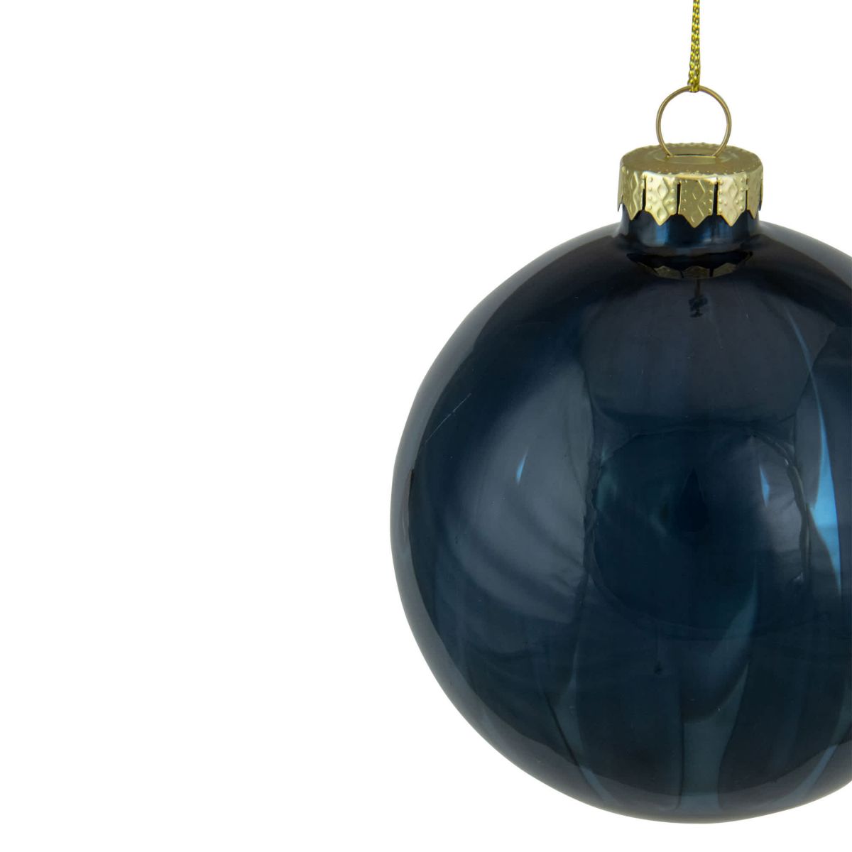 Shiny Glass Christmas Ball Ornament - 4" - Midnight Blue