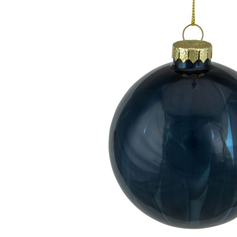 Shiny Glass Christmas Ball Ornament - 4" - Midnight Blue