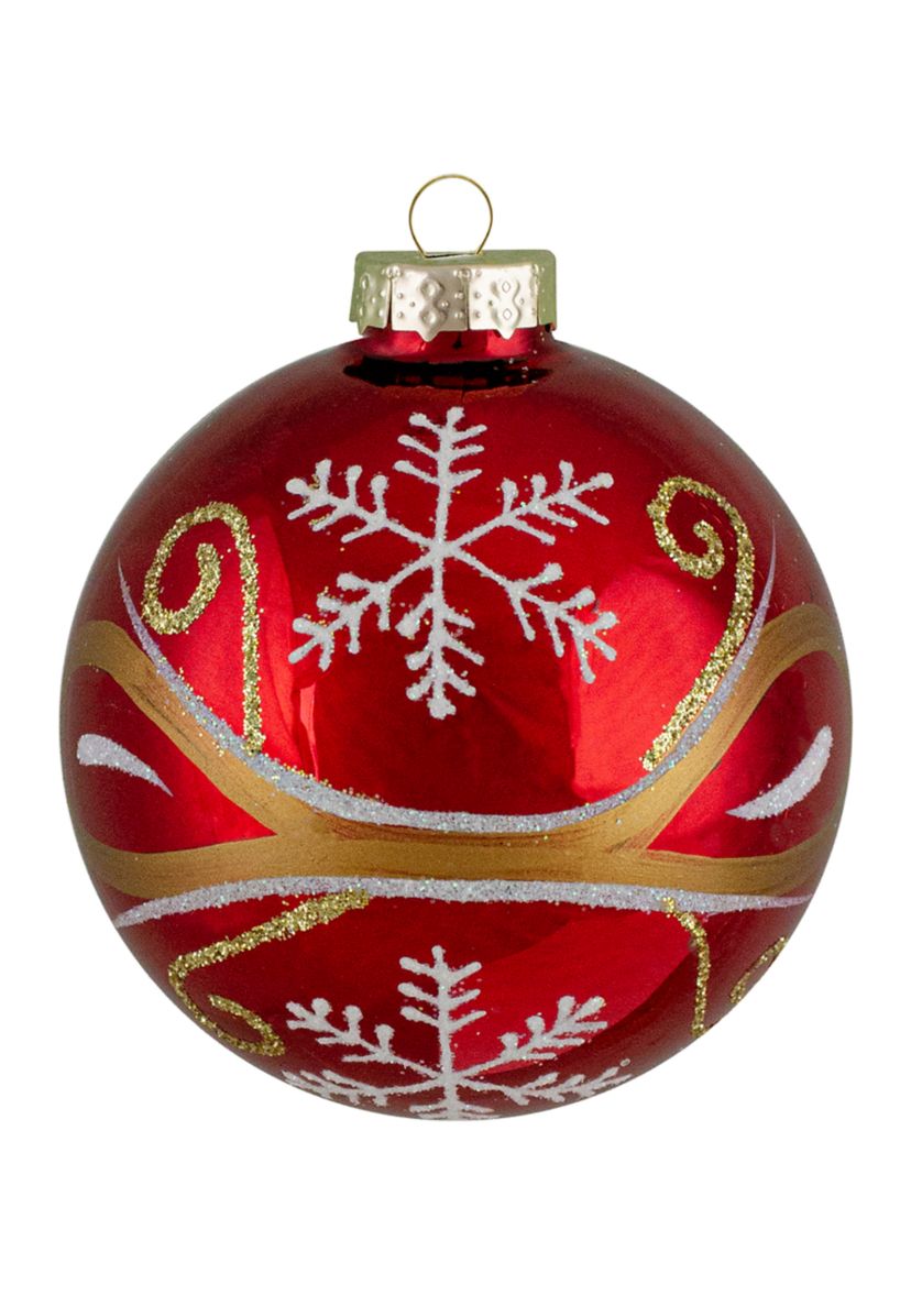 4ct Red and Gold Glass Hanging Christmas Ball Ornaments 2.5-Inch (67mm)