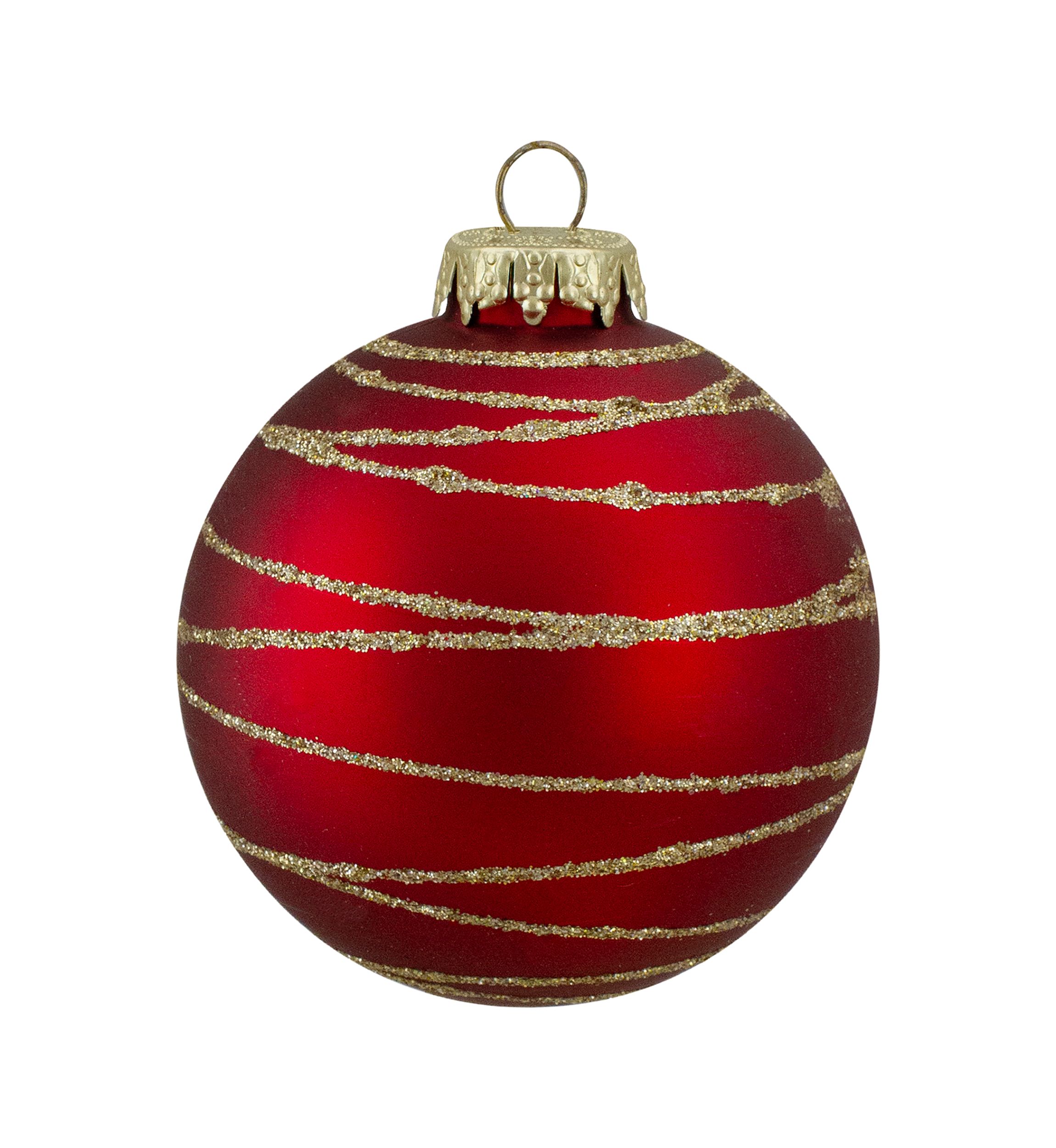4ct  Glass Red and Green Matte Christmas Ball Ornaments 3.25-Inch (80mm)